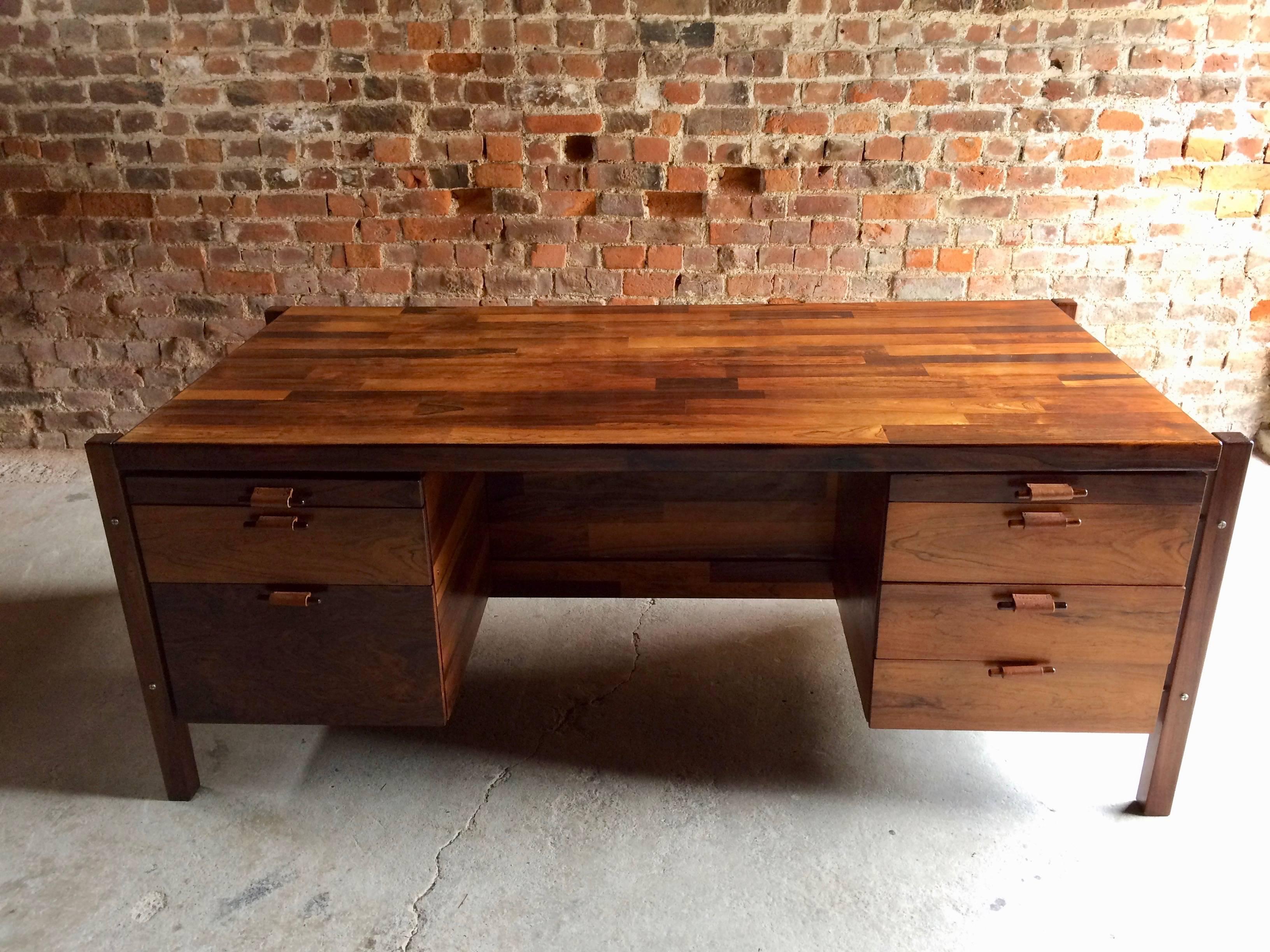 Mid-Century Desk, Jorge Zalszupin Jacaranda Twin Pedestal Executive, circa 1960 2