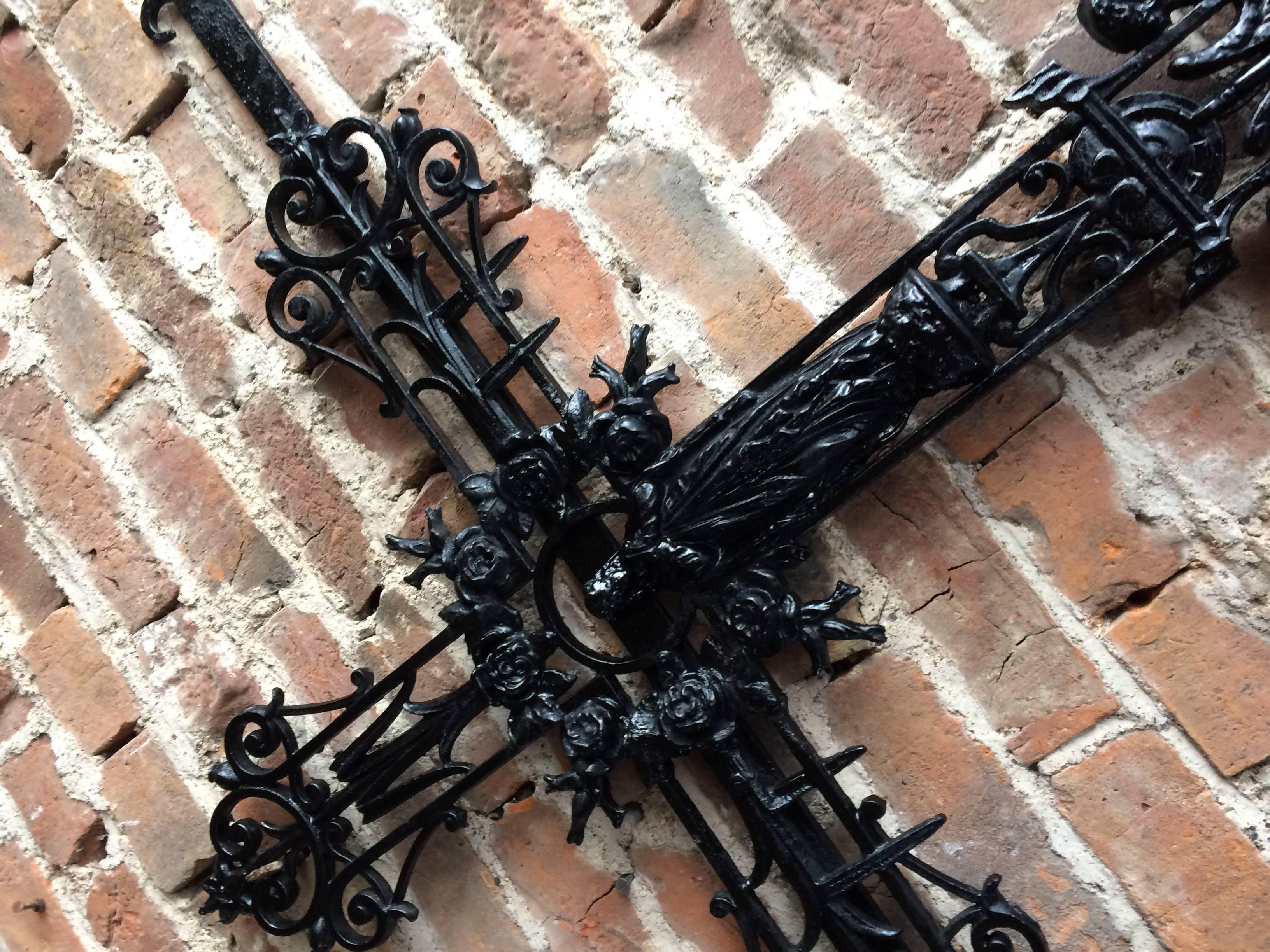 Antique Cast Iron Crucifix Cross French 19th Century Victorian Large 2