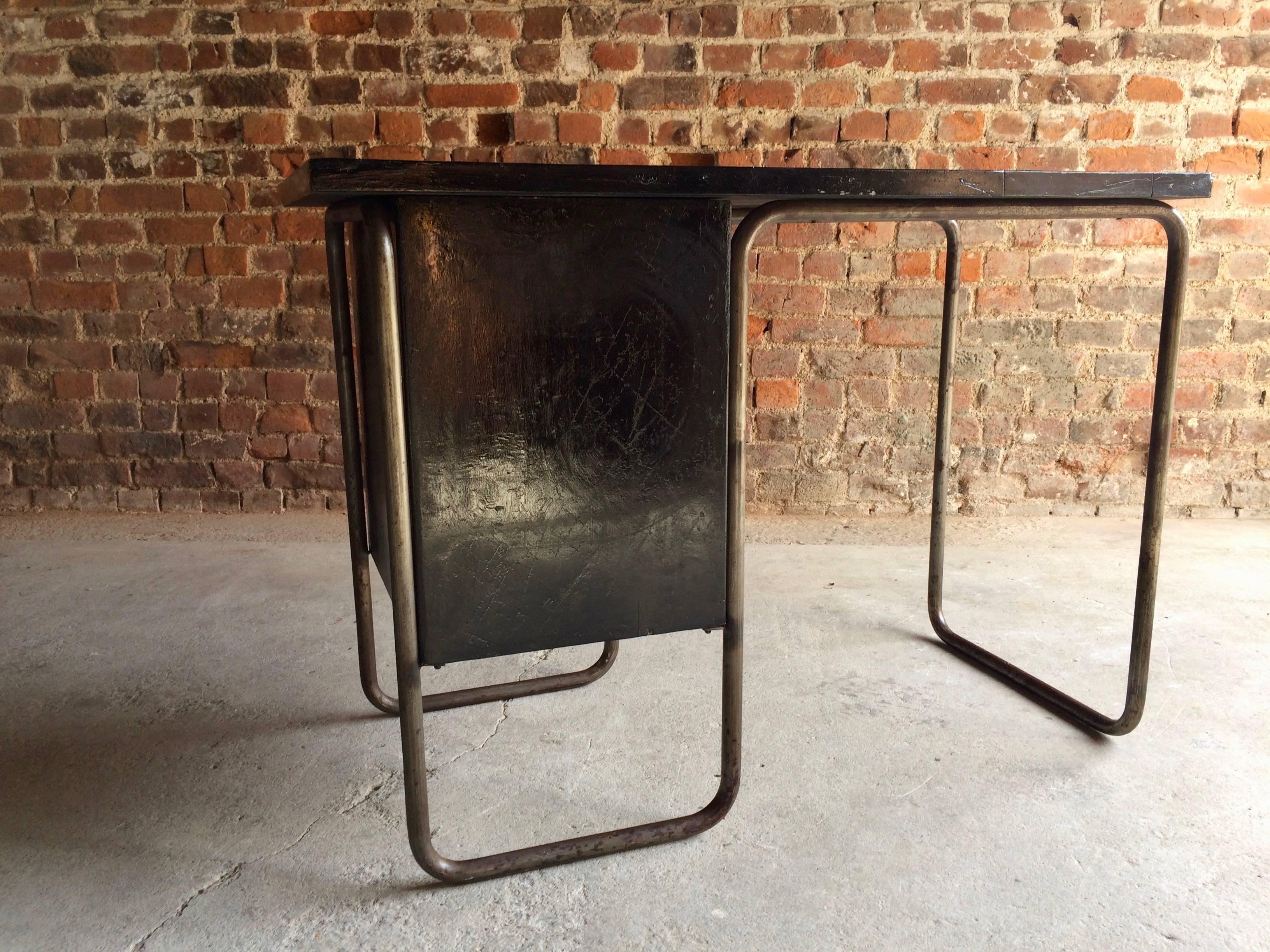 Thonet Tubular Steel Desk Writing Table Pedestal, circa 1930s 3