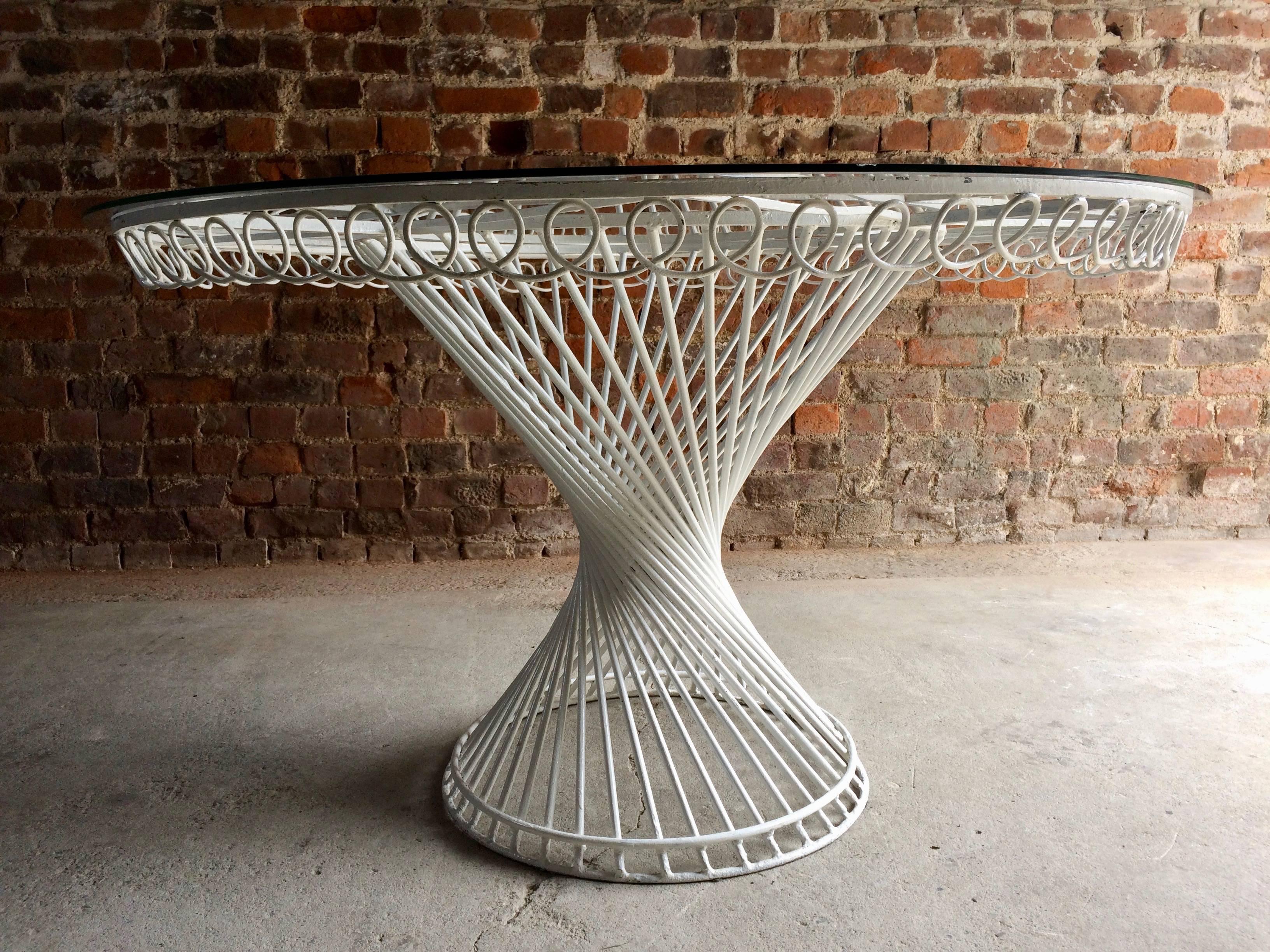 Mid-Century Modern Mathieu Mategot Antheor Table Dining Garden Steel and Glass, 1950s