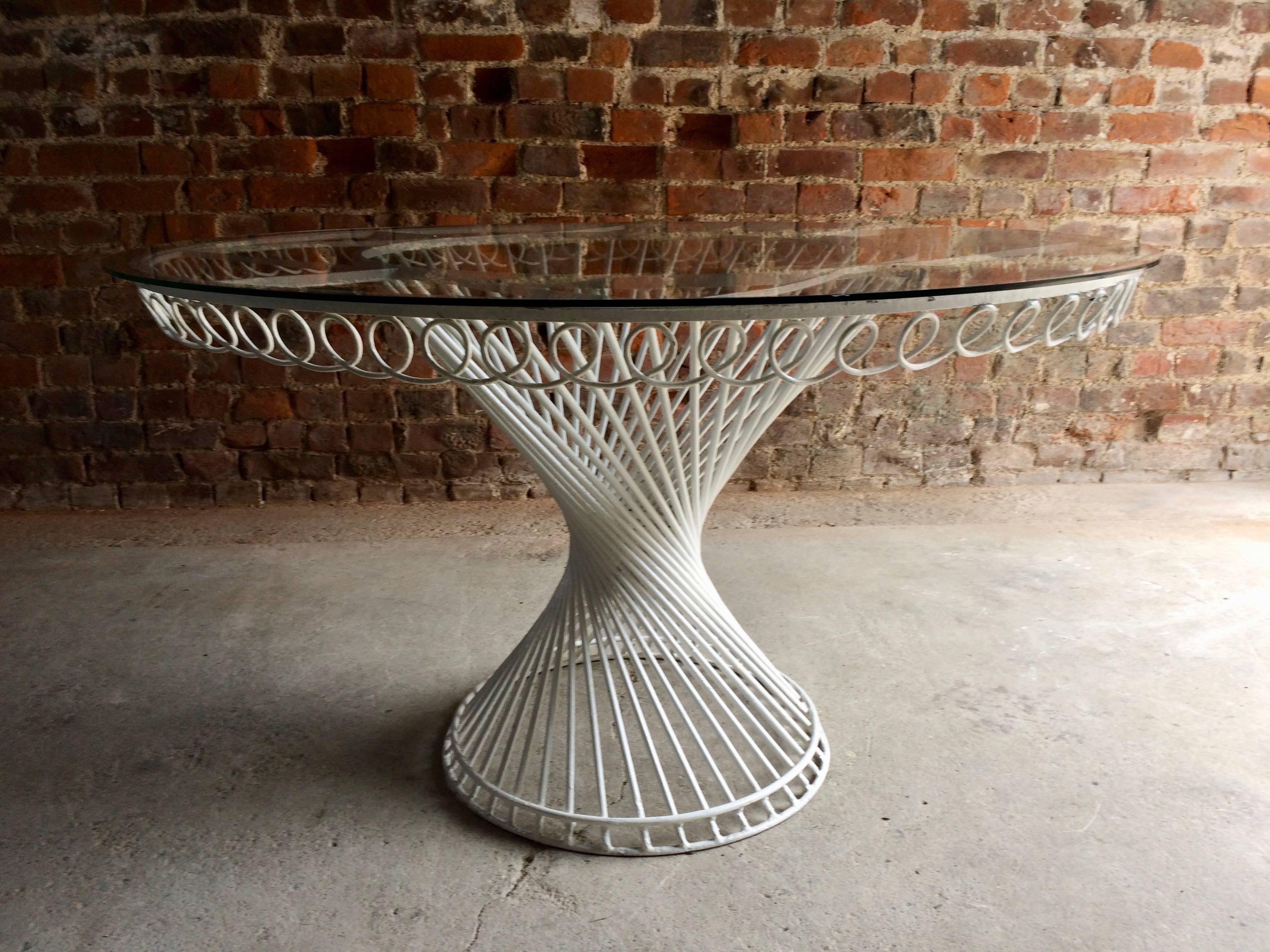 French Mathieu Mategot Antheor Table Dining Garden Steel and Glass, 1950s