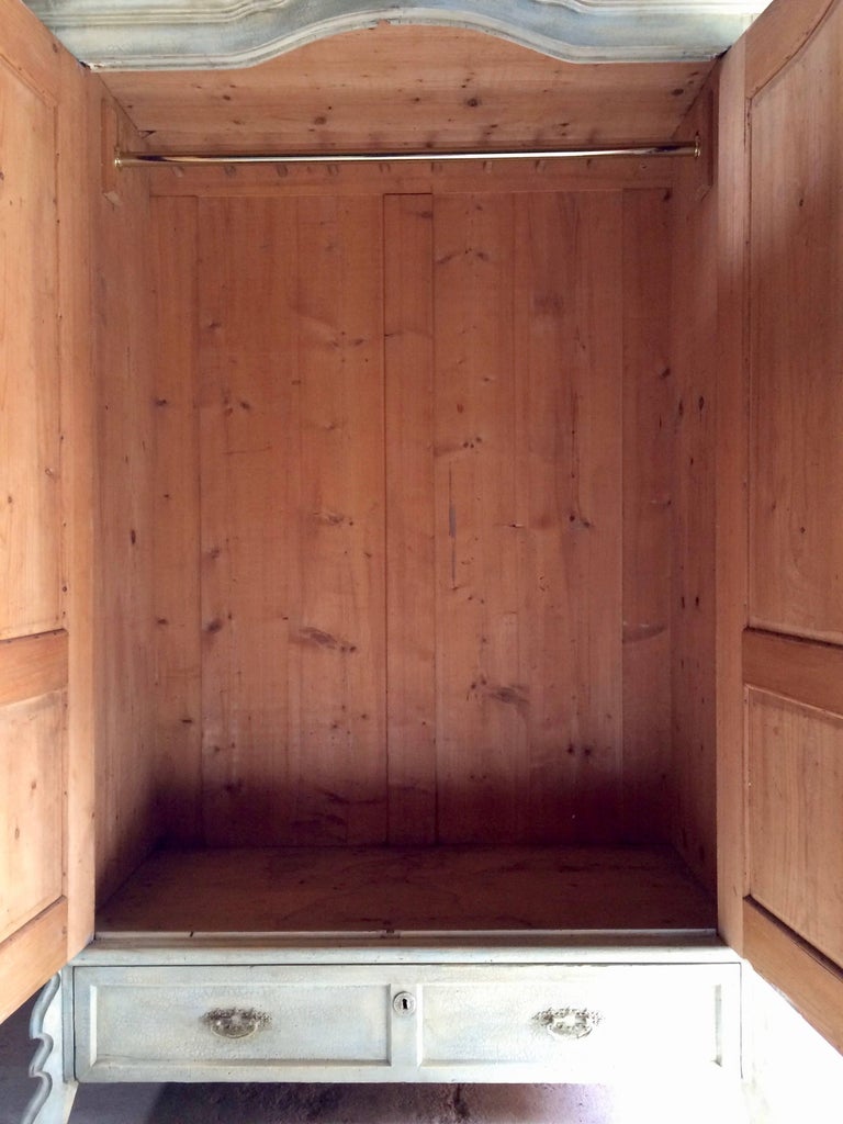 Antique French Painted Armoire Wardrobe Solid Pine Painted Distressed