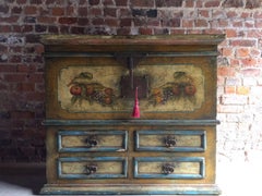 Antique Blanket Box Chest Trunk Coffer French Painted, 19th Century