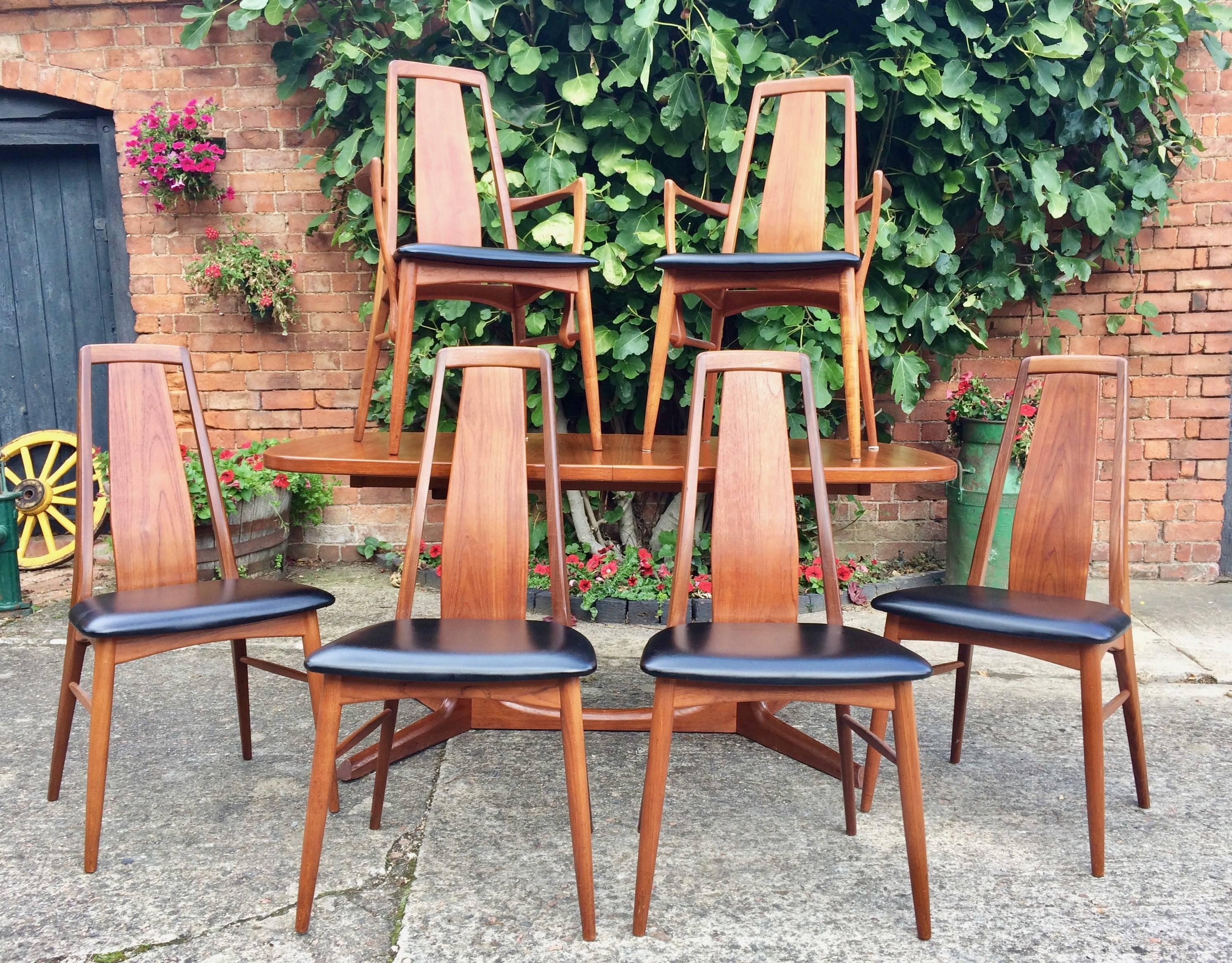 Mid-Century Modern Niels Kofoed for Koefoeds Hornslet Solid Teak Dining Table and Six Chairs Danish