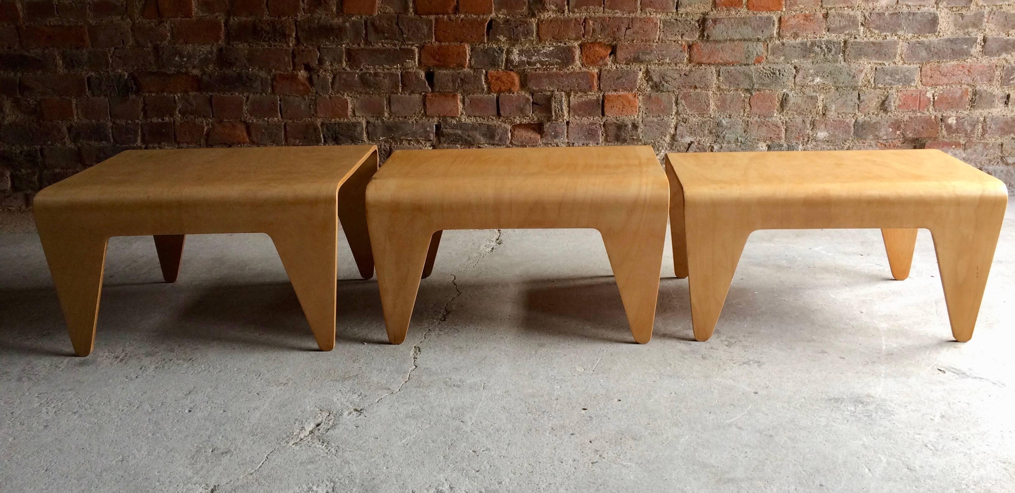 Marcel Breuer for Isokon Nesting Tables Nest of Three Mid-Century Beech Ply 1936 1