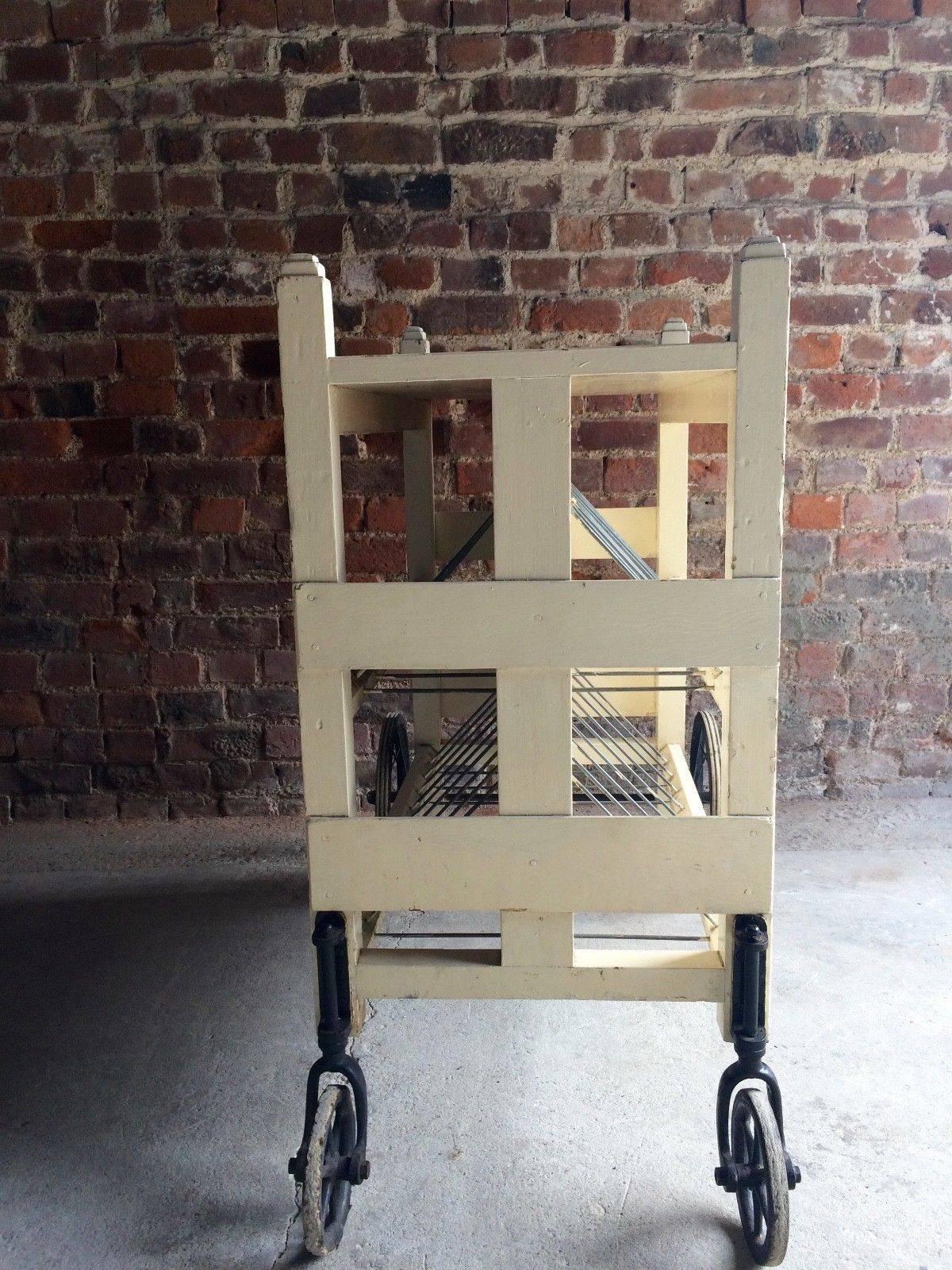 Antique 20th Century Former Prison Library Trolley 2