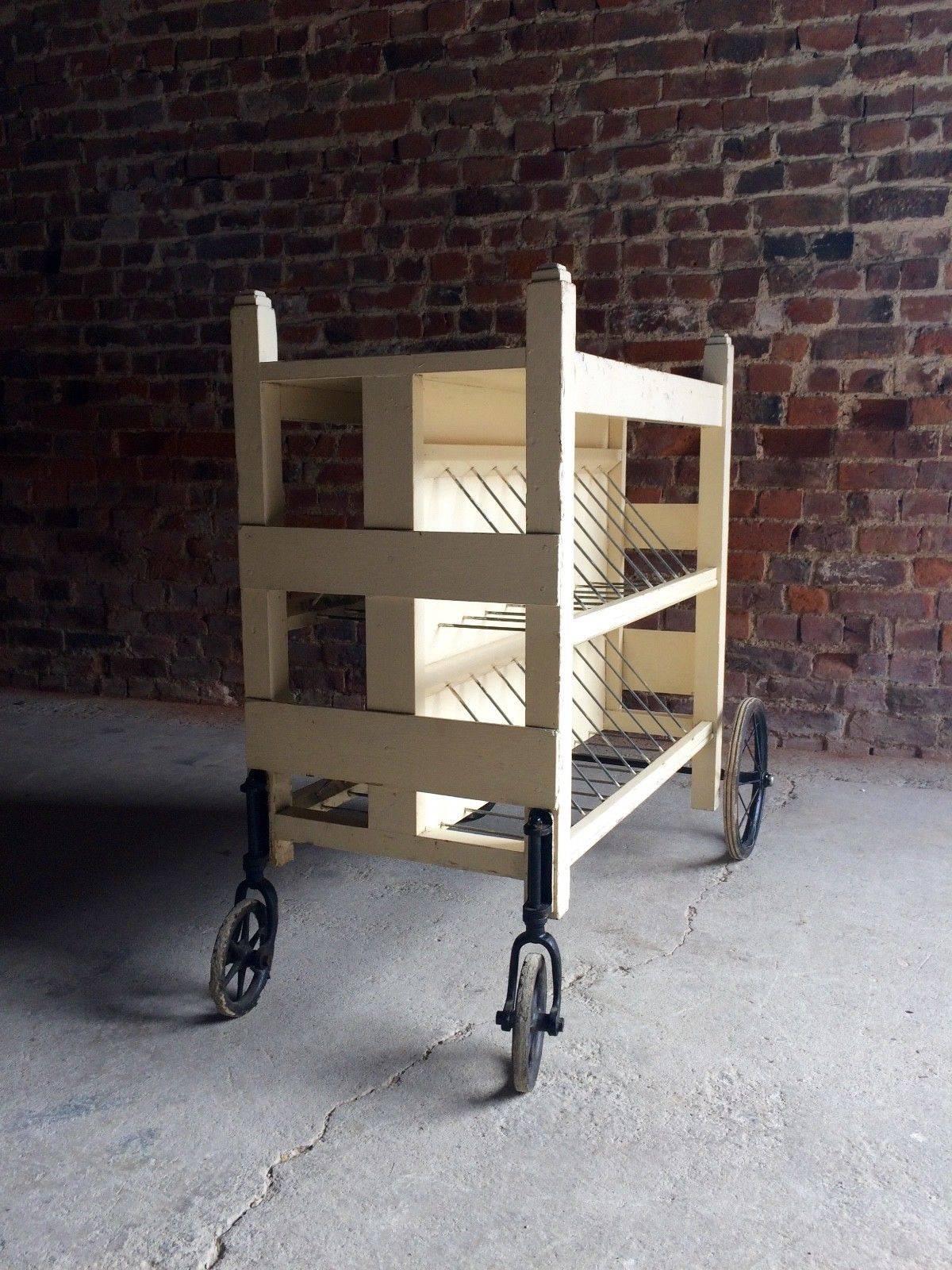 Antique 20th Century Former Prison Library Trolley 1