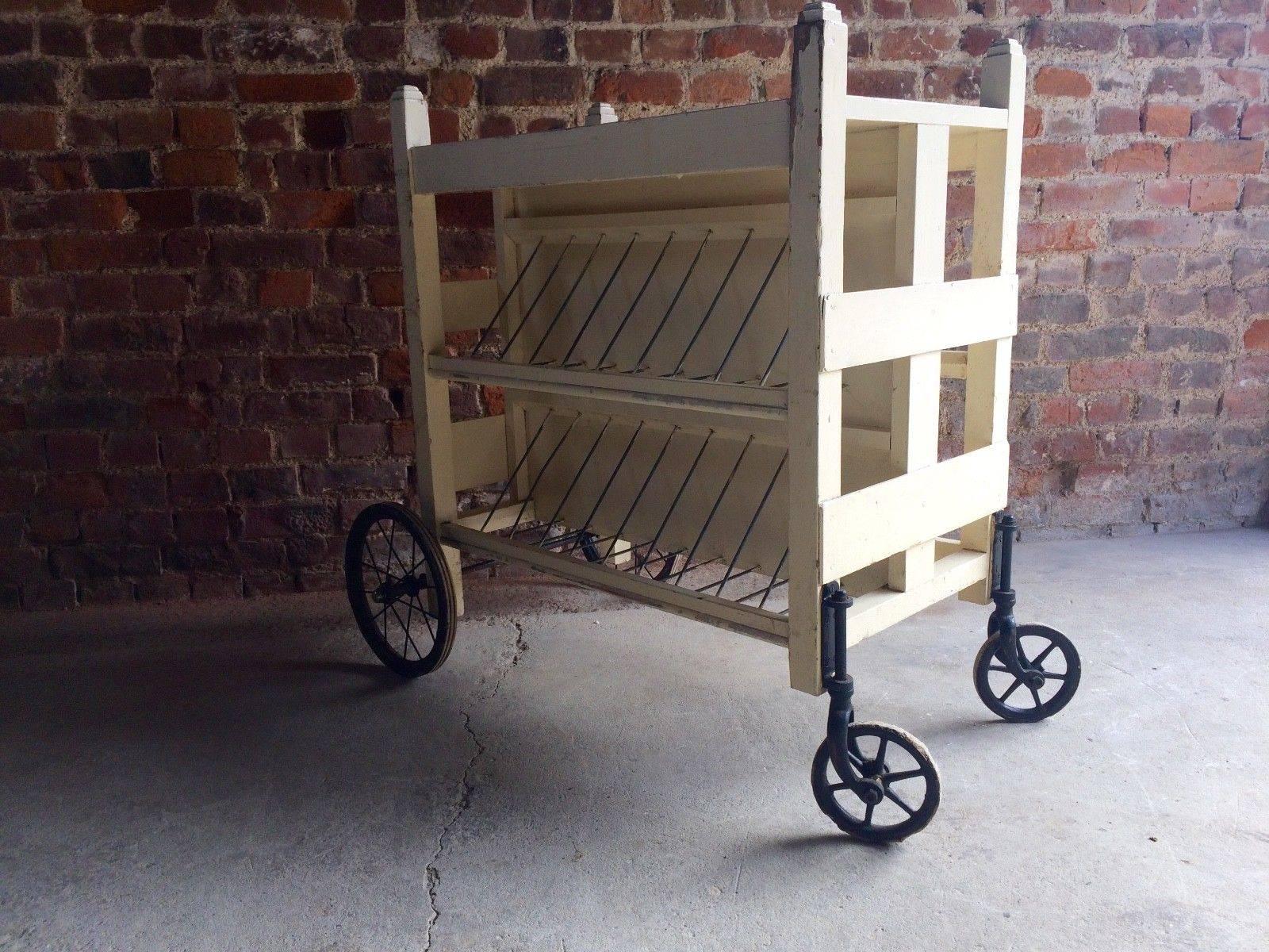 Antique 20th Century Former Prison Library Trolley 3