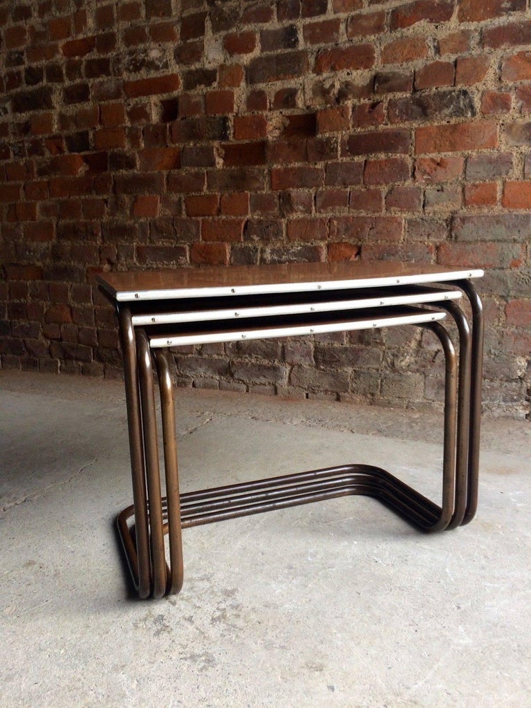 Trio Nest of Counter Lever Tables Tubular Nesting Tables For Sale at