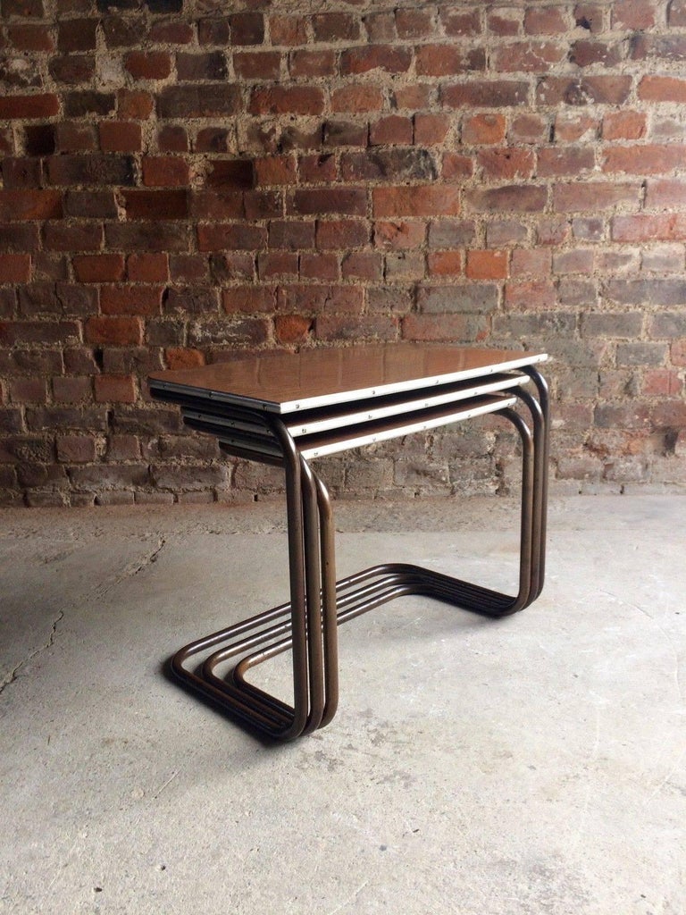 Trio Nest of Counter Lever Tables Tubular Nesting Tables For Sale at