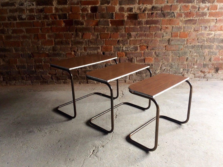 Trio Nest of Counter Lever Tables Tubular Nesting Tables For Sale at