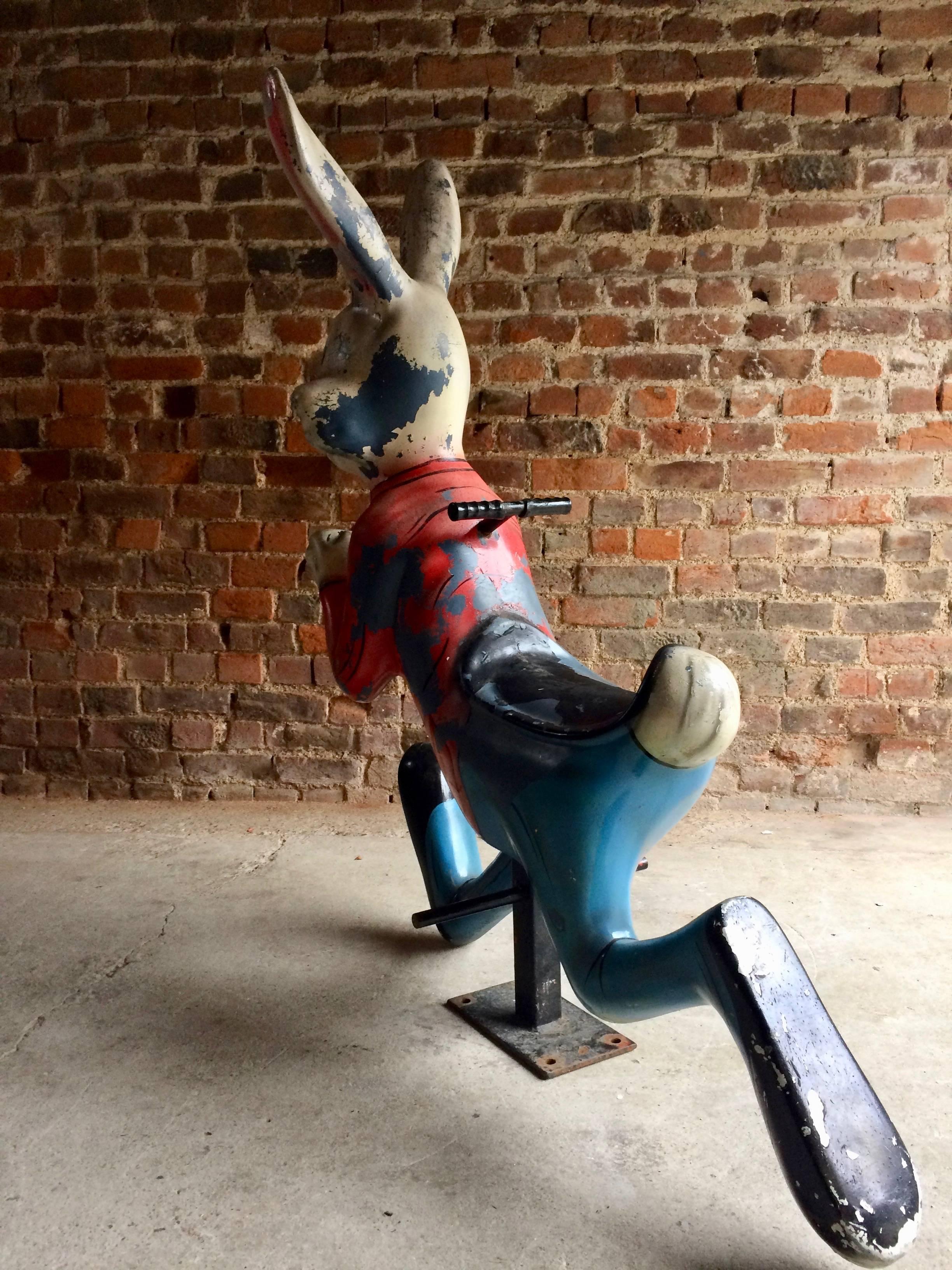 Vintage Fairground Ride Bunny Rabbit Reclaimed Distressed Loft Style In Distressed Condition In Longdon, Tewkesbury