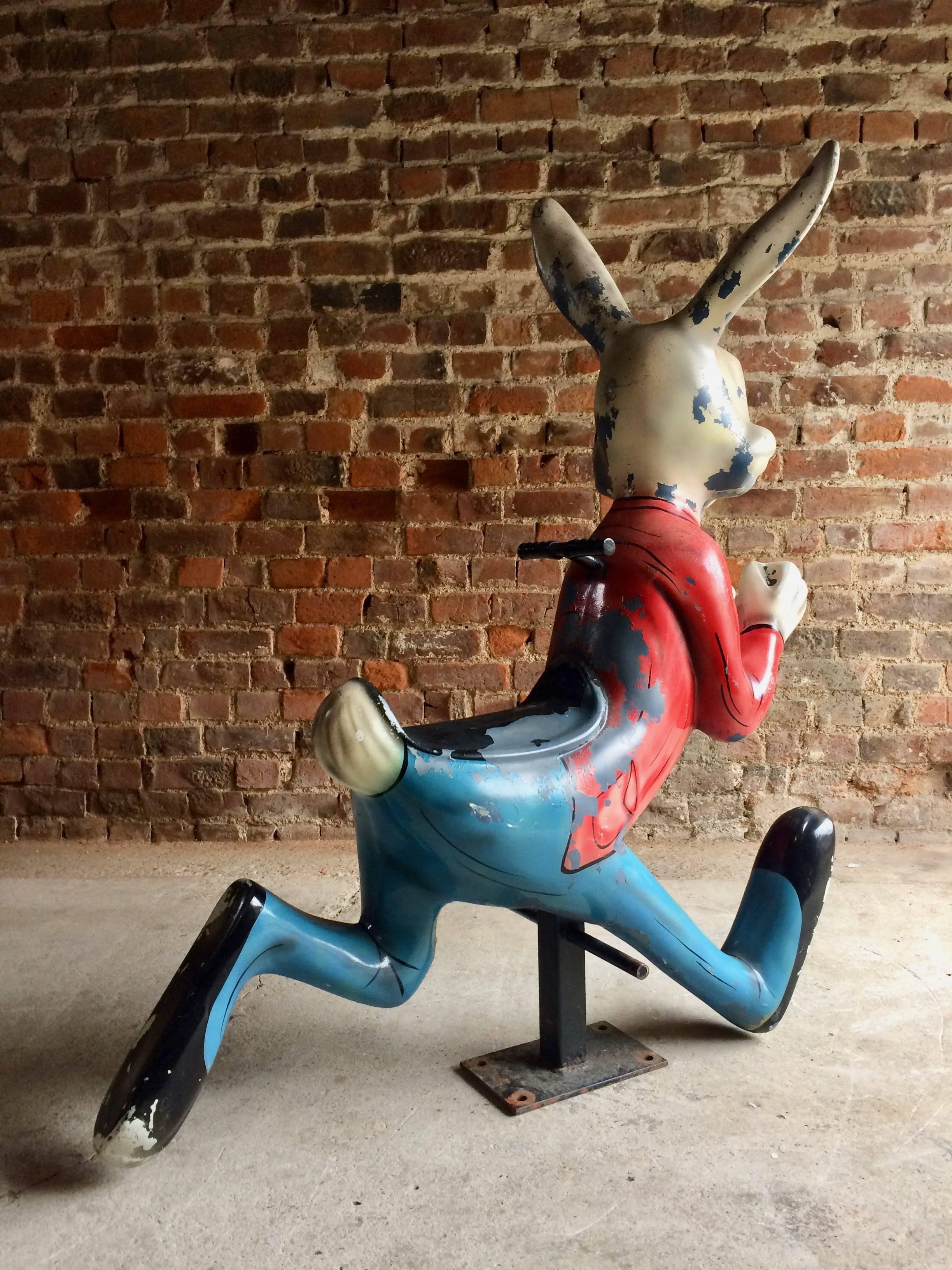 Fiberglass Vintage Fairground Ride Bunny Rabbit Reclaimed Distressed Loft Style