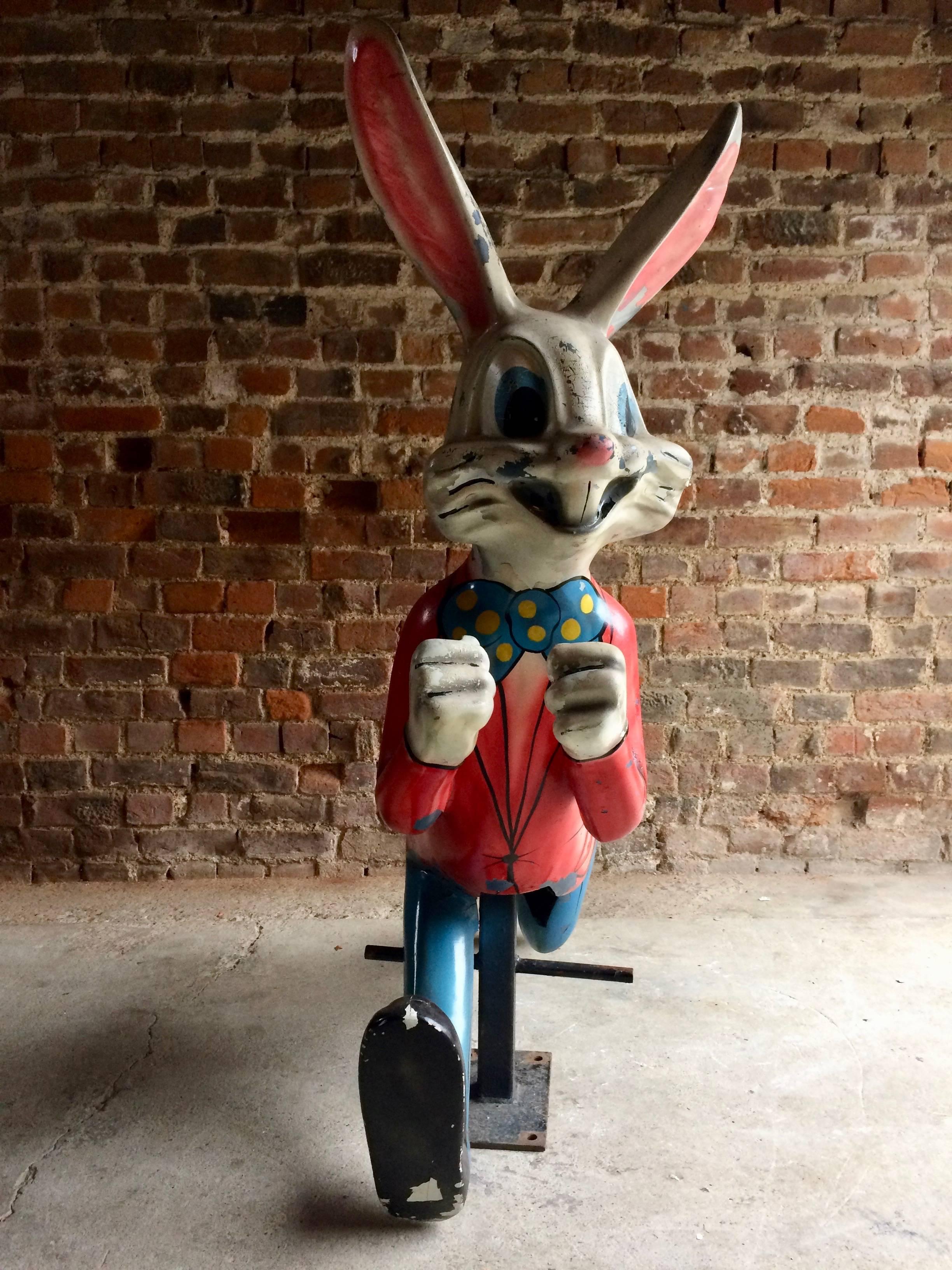 Vintage Fairground Ride Bunny Rabbit Reclaimed Distressed Loft Style 3