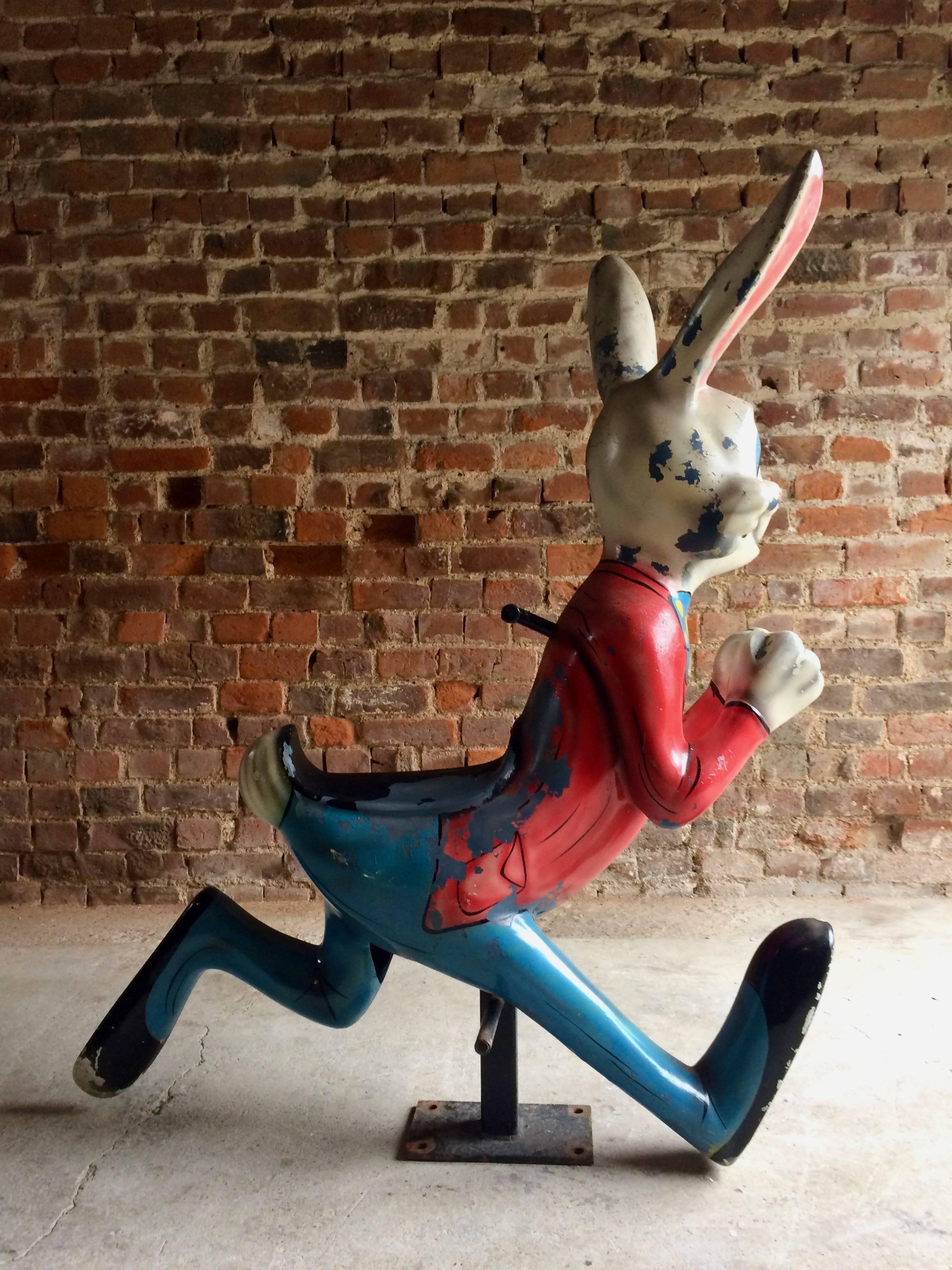 Vintage Fairground Ride Bunny Rabbit Reclaimed Distressed Loft Style 1