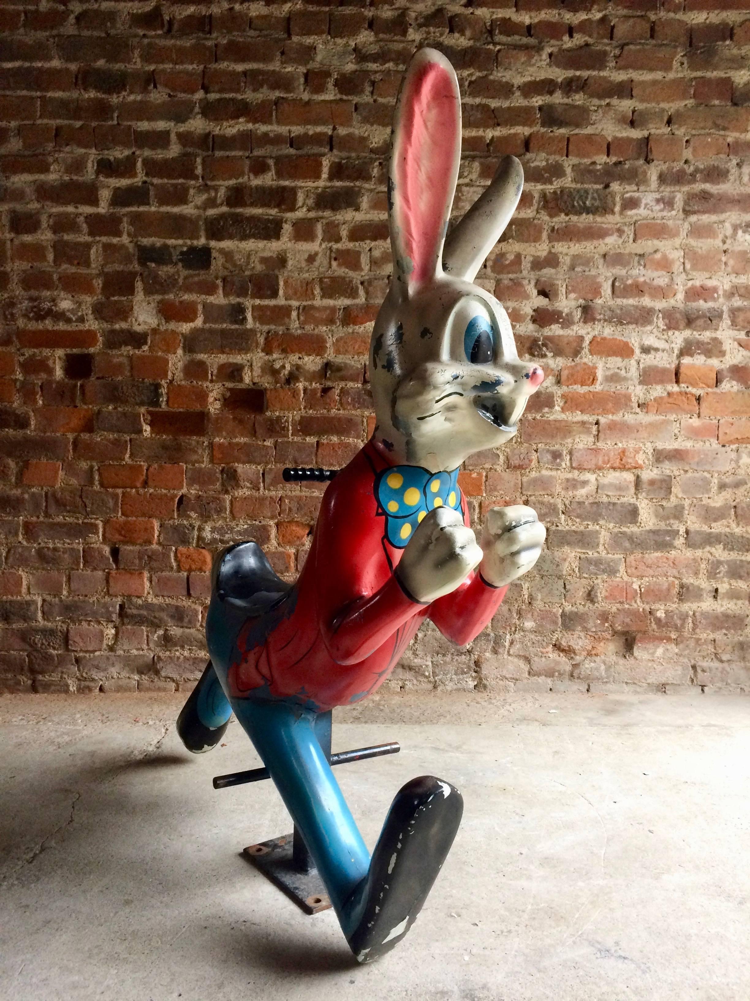 Vintage Fairground Ride Bunny Rabbit Reclaimed Distressed Loft Style 2