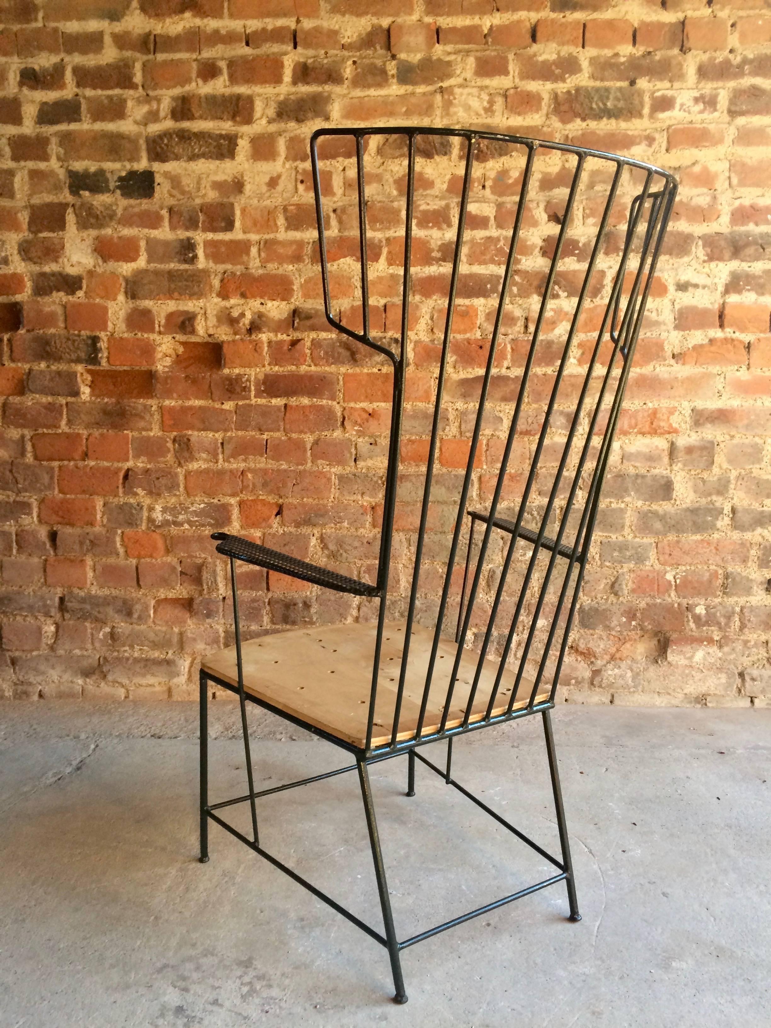 Austrian Rare Lyra Iron Armchair by Anna-Lülja Praun & Thomas Lauterbach Sonett