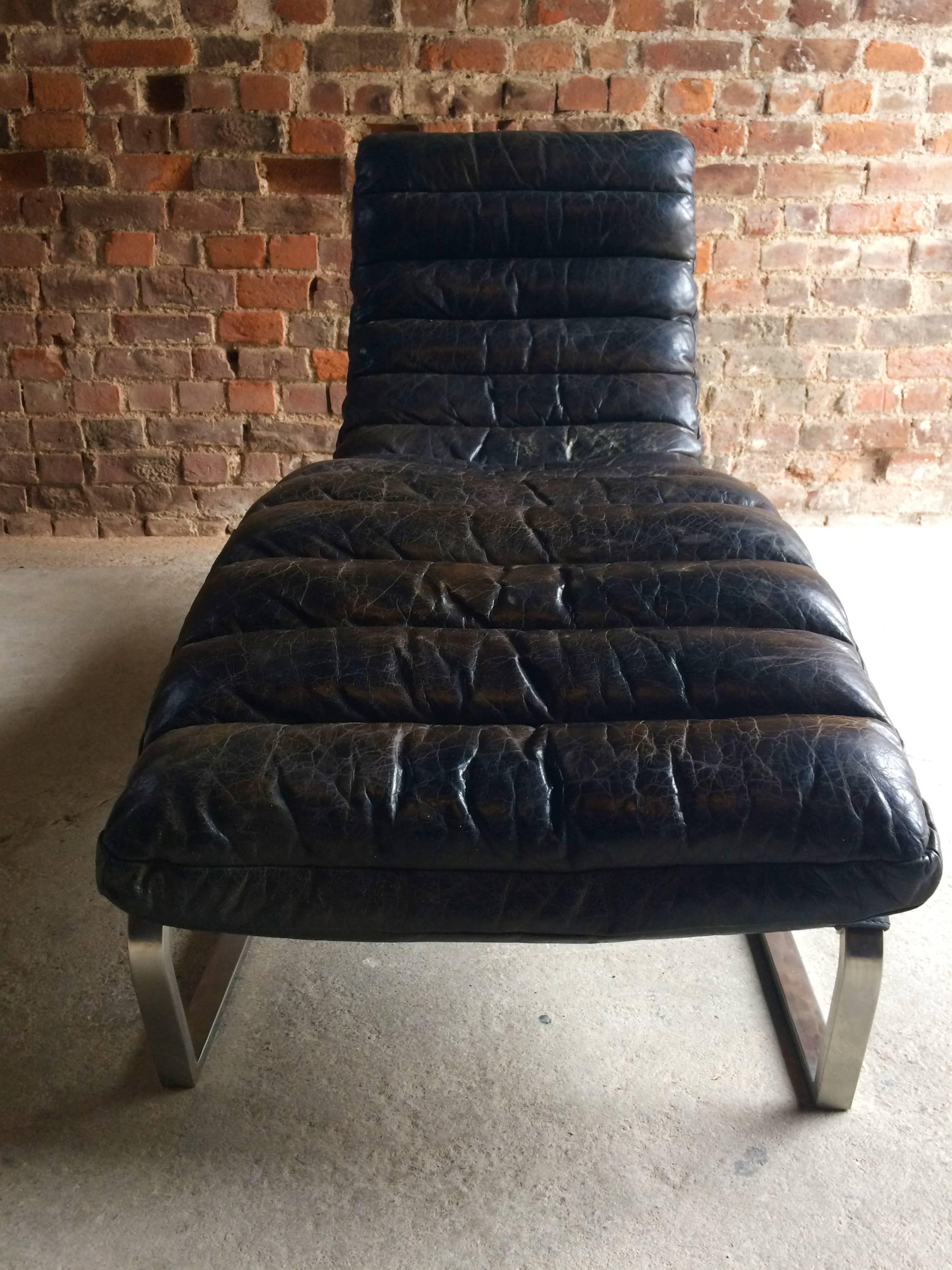 Vintage Midcentury Oviedo Leather Chaise Lounge 2