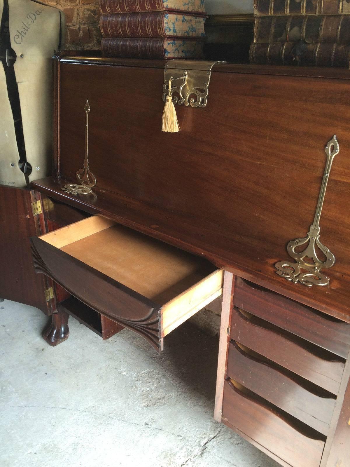 Rare Antique Mahogany Desk Twin Pedestal American Art Nouveau 4