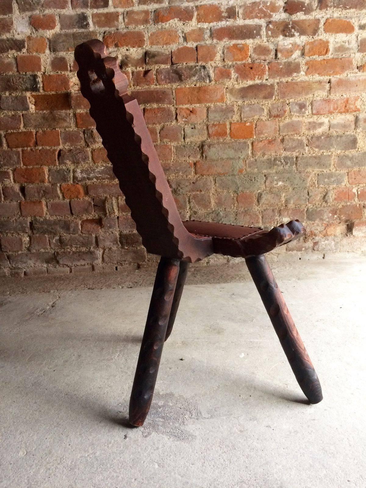 antique three legged chair