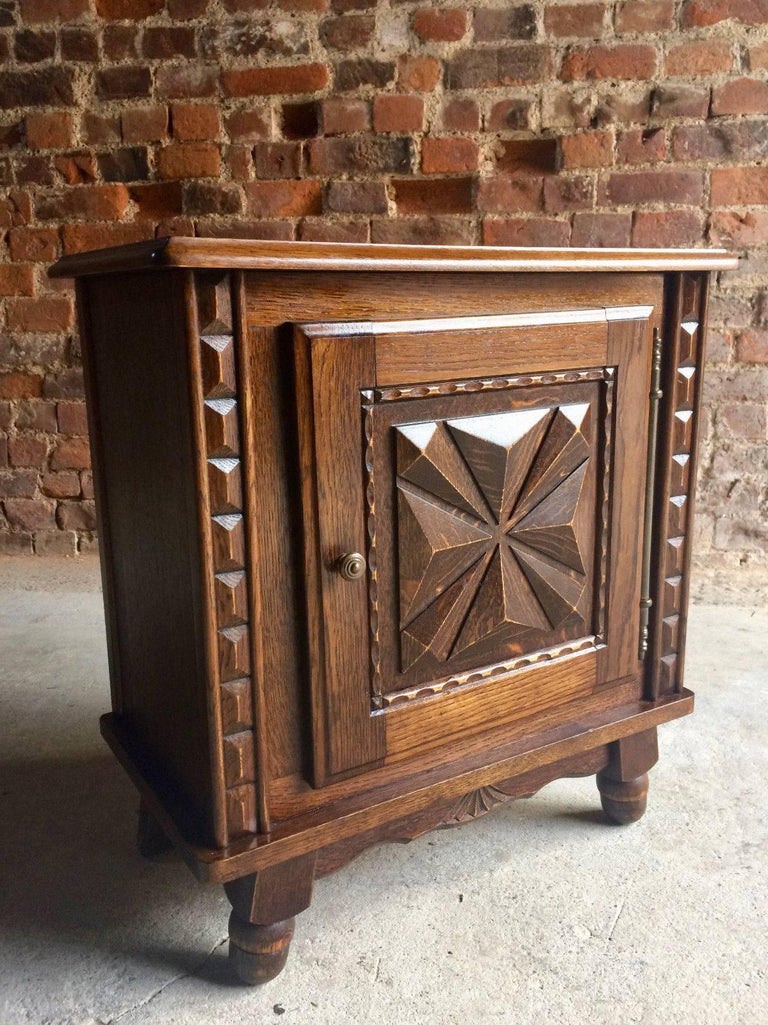 Antique Style French Oak Armoire Wardrobe Large Carved Bedside