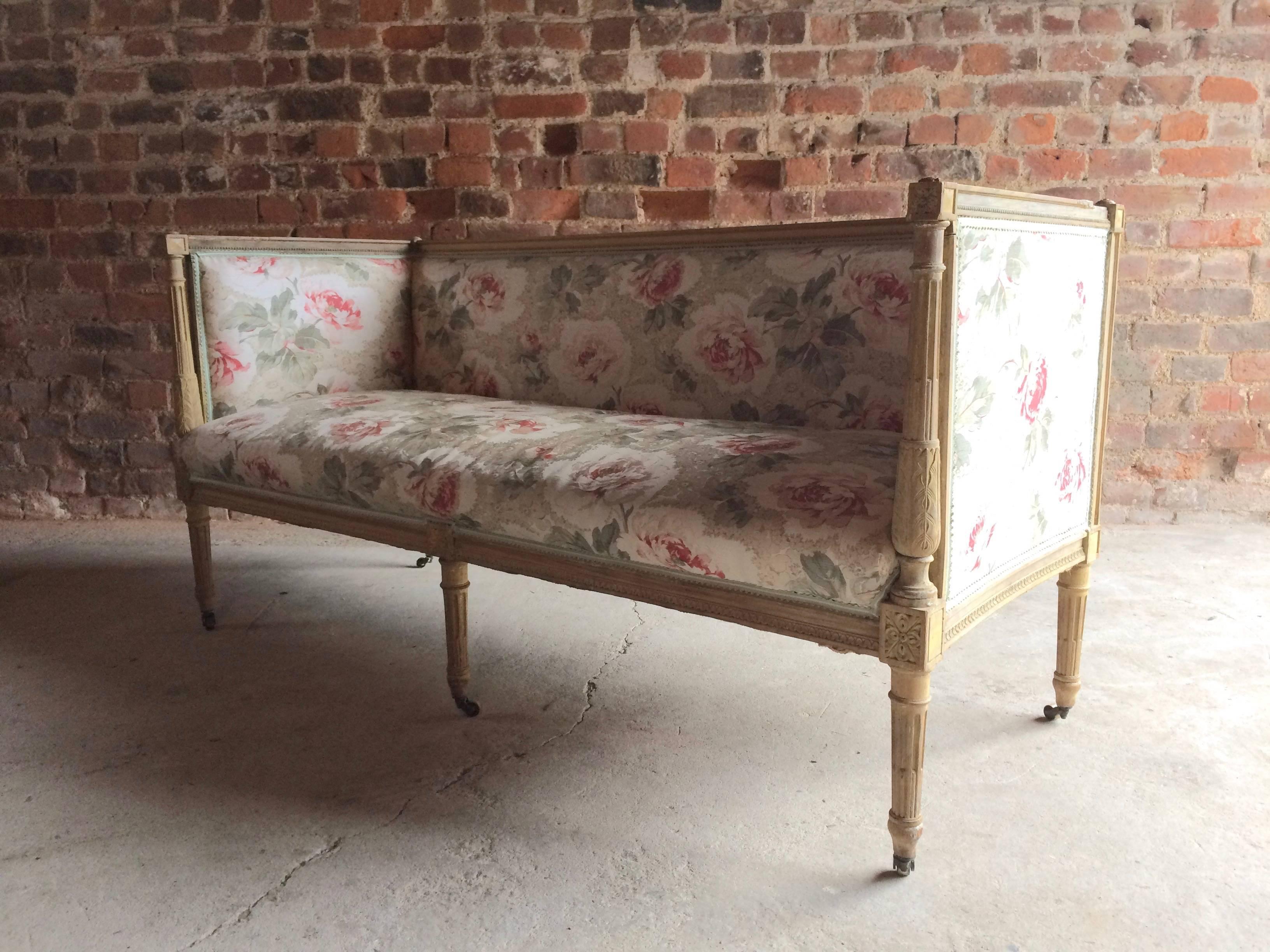 Antique 18th Century French Louis XV Salon Sofa Settee Painted Beech, circa 1770 2