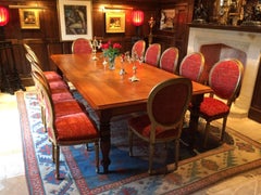 Antique Style Large Dining Table and Twelve Chairs French Fruitwood Gilded