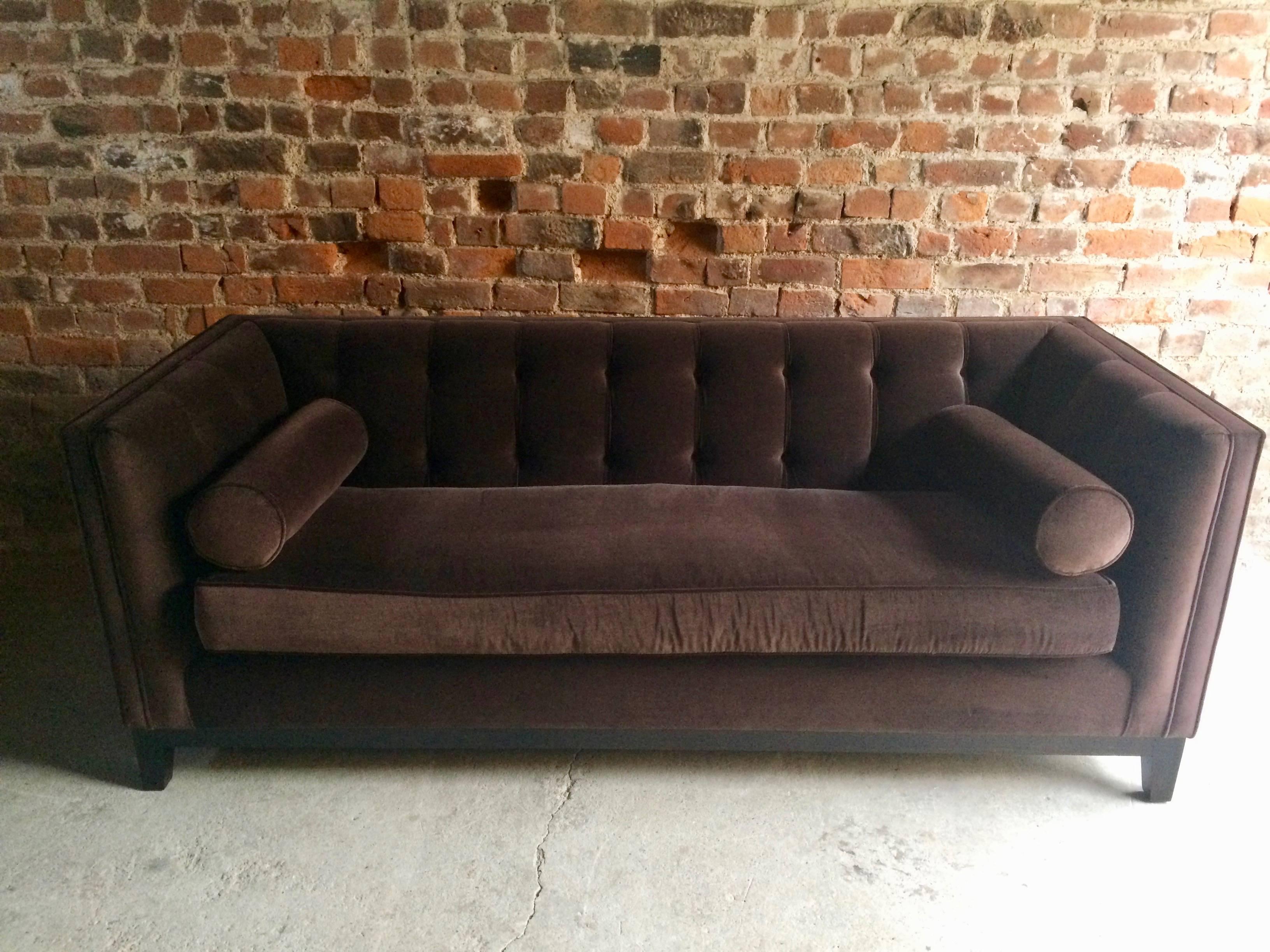 Bespoke Chesterfield Sofa with Matching Foot Stool Brown Velvet Sublime 1