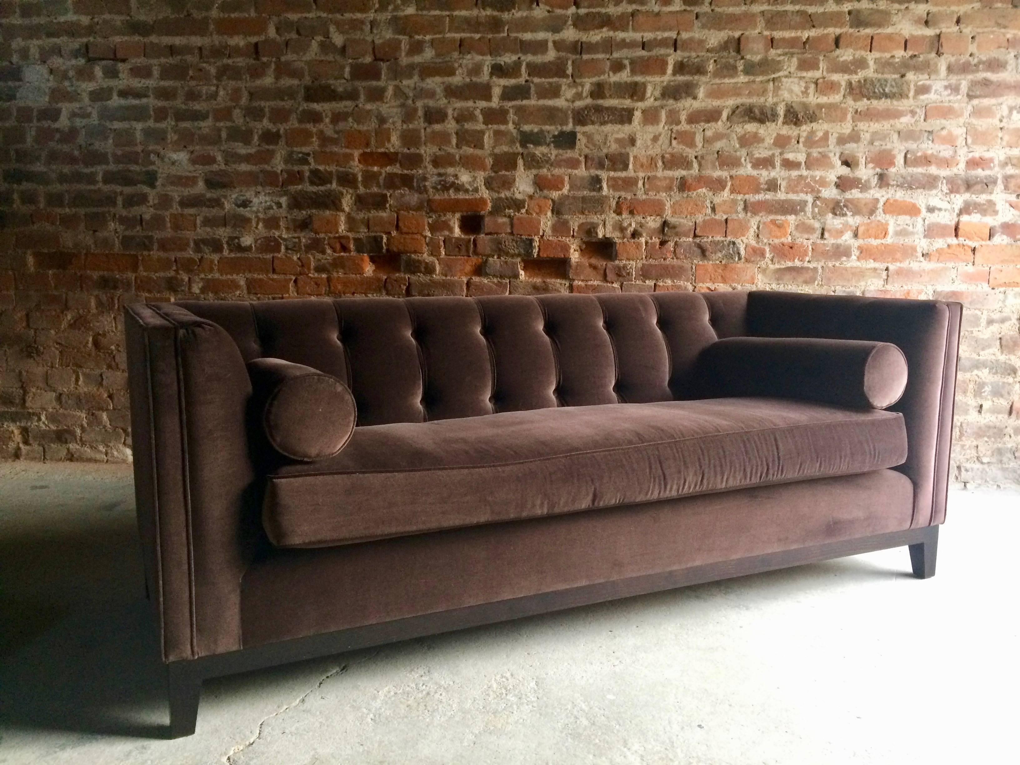 Bespoke Chesterfield Sofa with Matching Foot Stool Brown Velvet Sublime 3