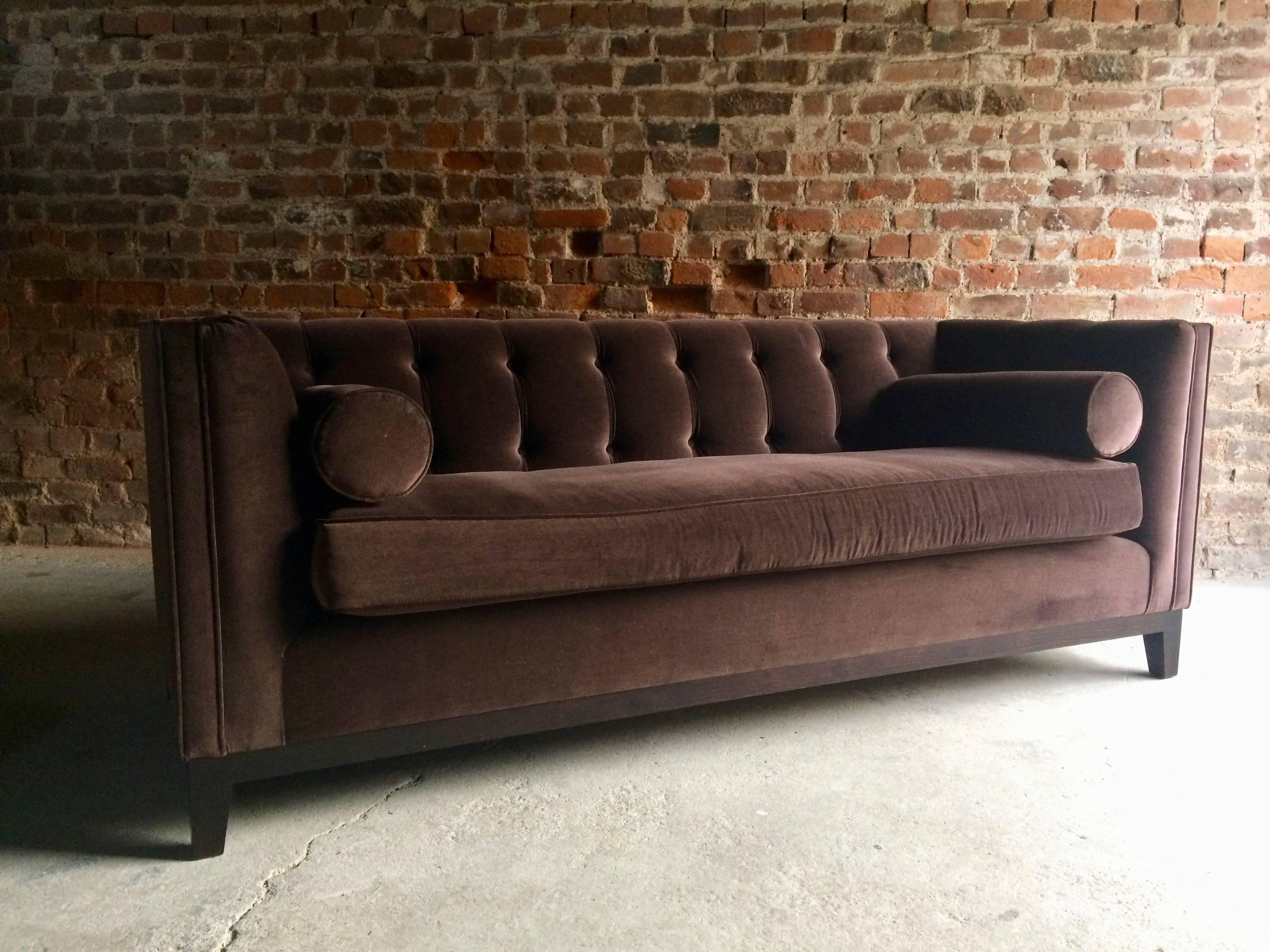 Bespoke Chesterfield Sofa with Matching Foot Stool Brown Velvet Sublime 2