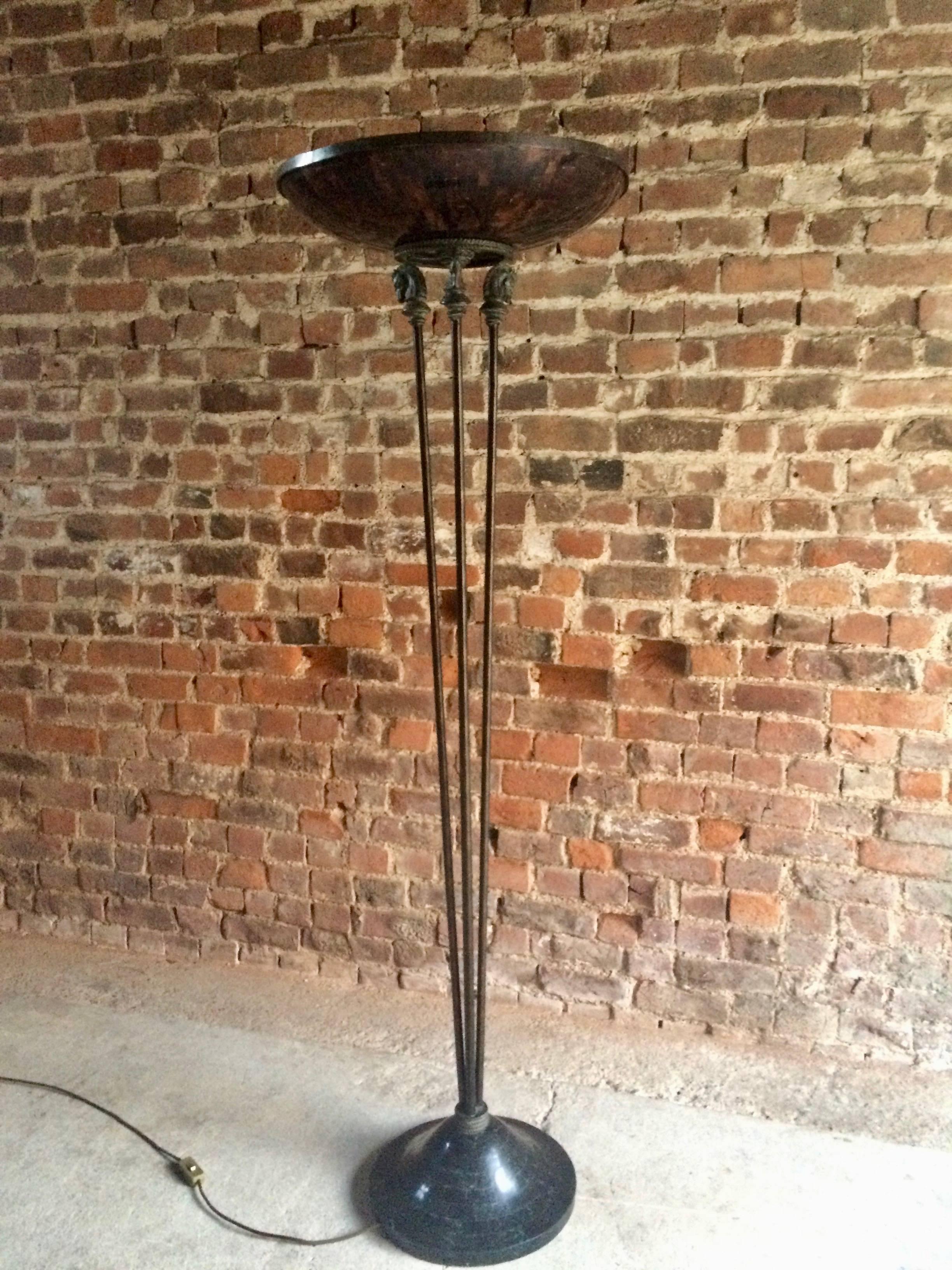 Tall Art Deco Style Brass Floor Standing Uplighter Lamp Standard Light 2