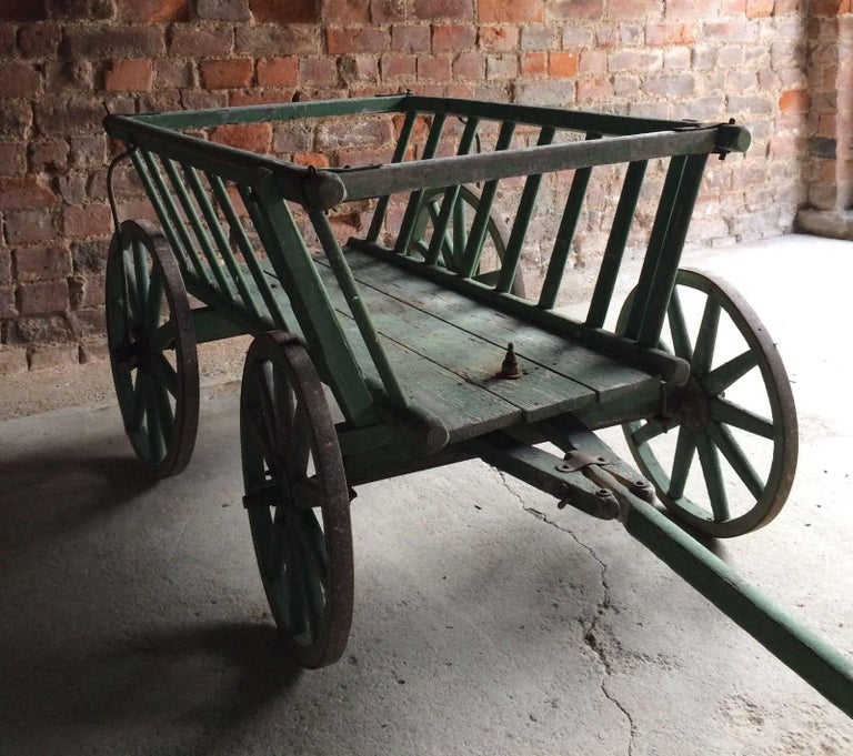 Antique French Flower Cart Hand Cart 19th Century Victorian, Original