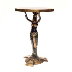 Pair of Art Deco Side Tables Egyptian Revival Cast Iron, circa 1920s