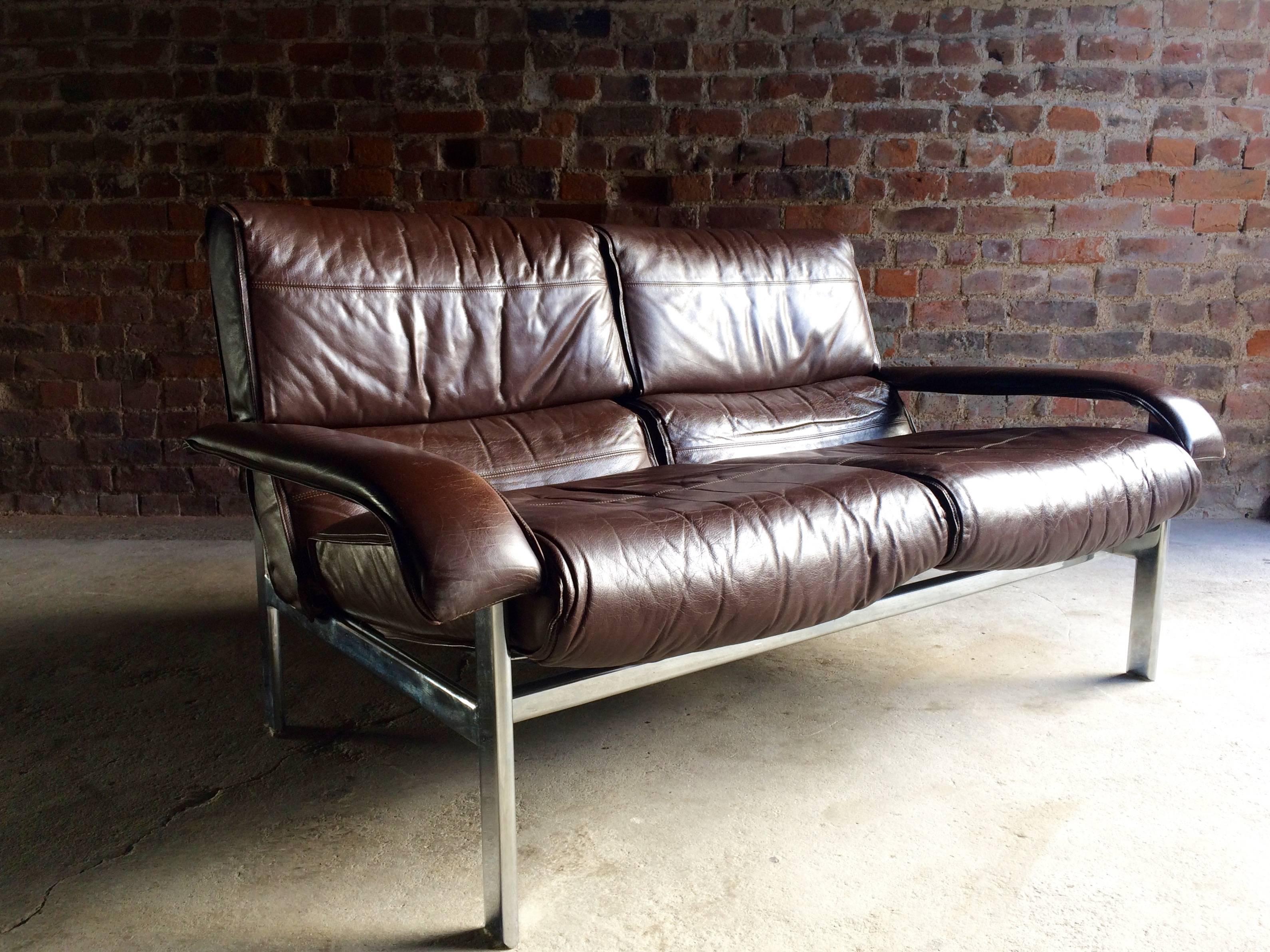Vintage Midcentury Pieff Leather Two-Seat Sofa, 1970s 6