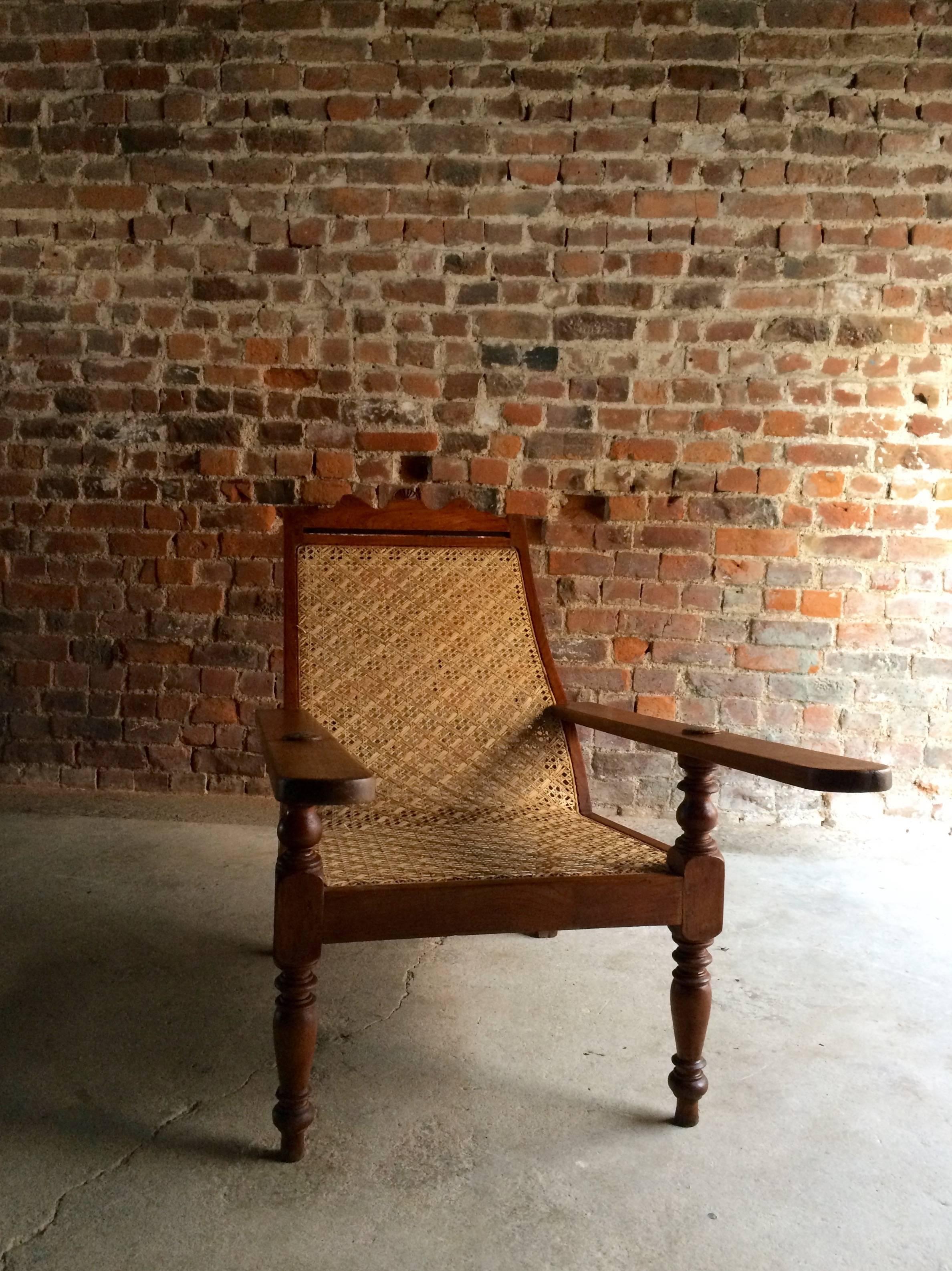 20th Century Indian Mahogany Plantation Chair Planters Armchair