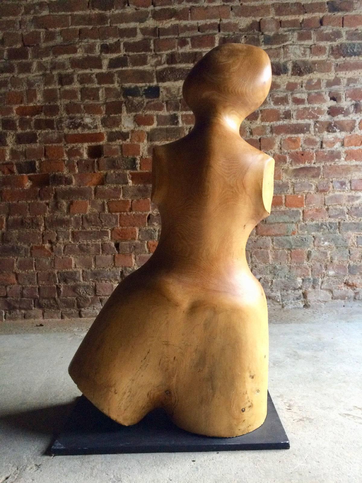 Nude Sculpture Martin Miller Solid Elm Henry Moore Style, 20th Century, 1987 2