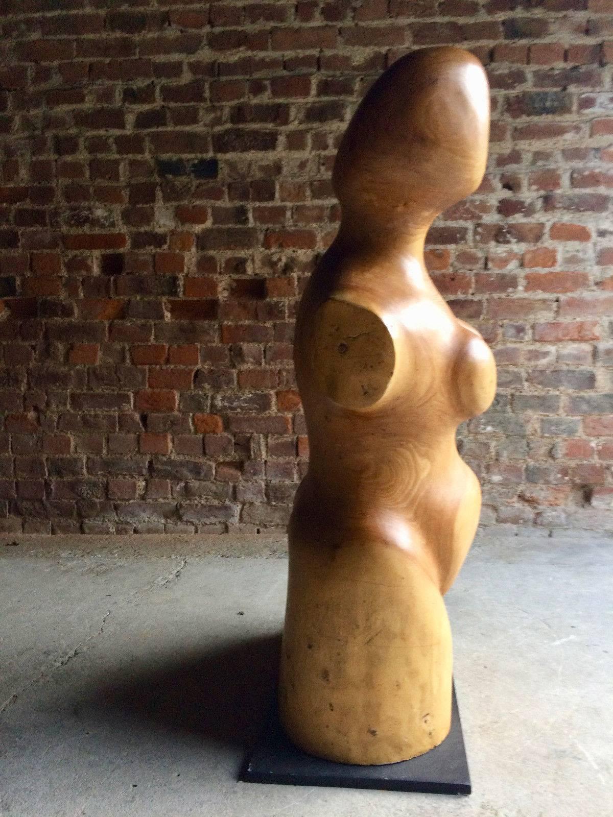 Nude Sculpture Martin Miller Solid Elm Henry Moore Style, 20th Century, 1987 3