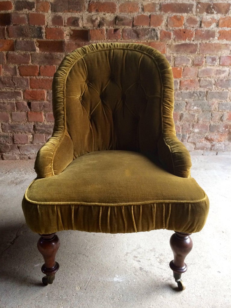 Antique Nursing Chair Button Back Victorian 19th Century Rosewood Green