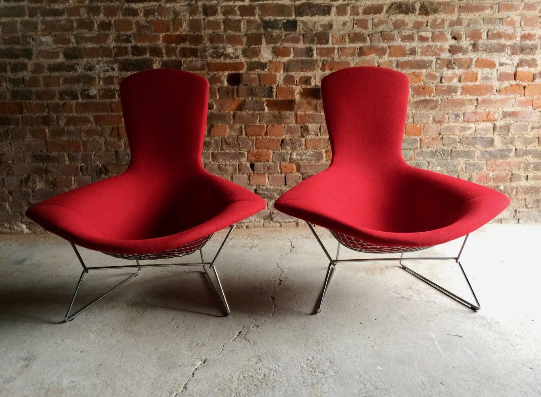 20th Century Pair of Harry Bertoia Bird Chairs in Red for Knoll International