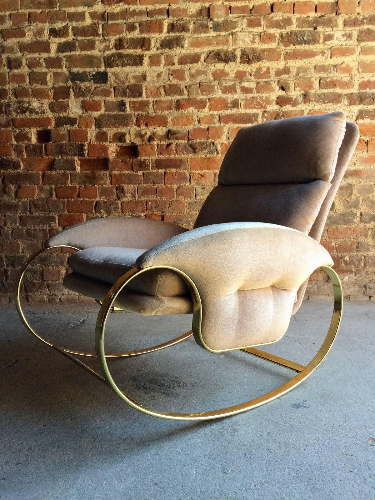 20th Century Hollywood Regency Armchair Rocking Chair Guido Faleschini, Italian, 1970