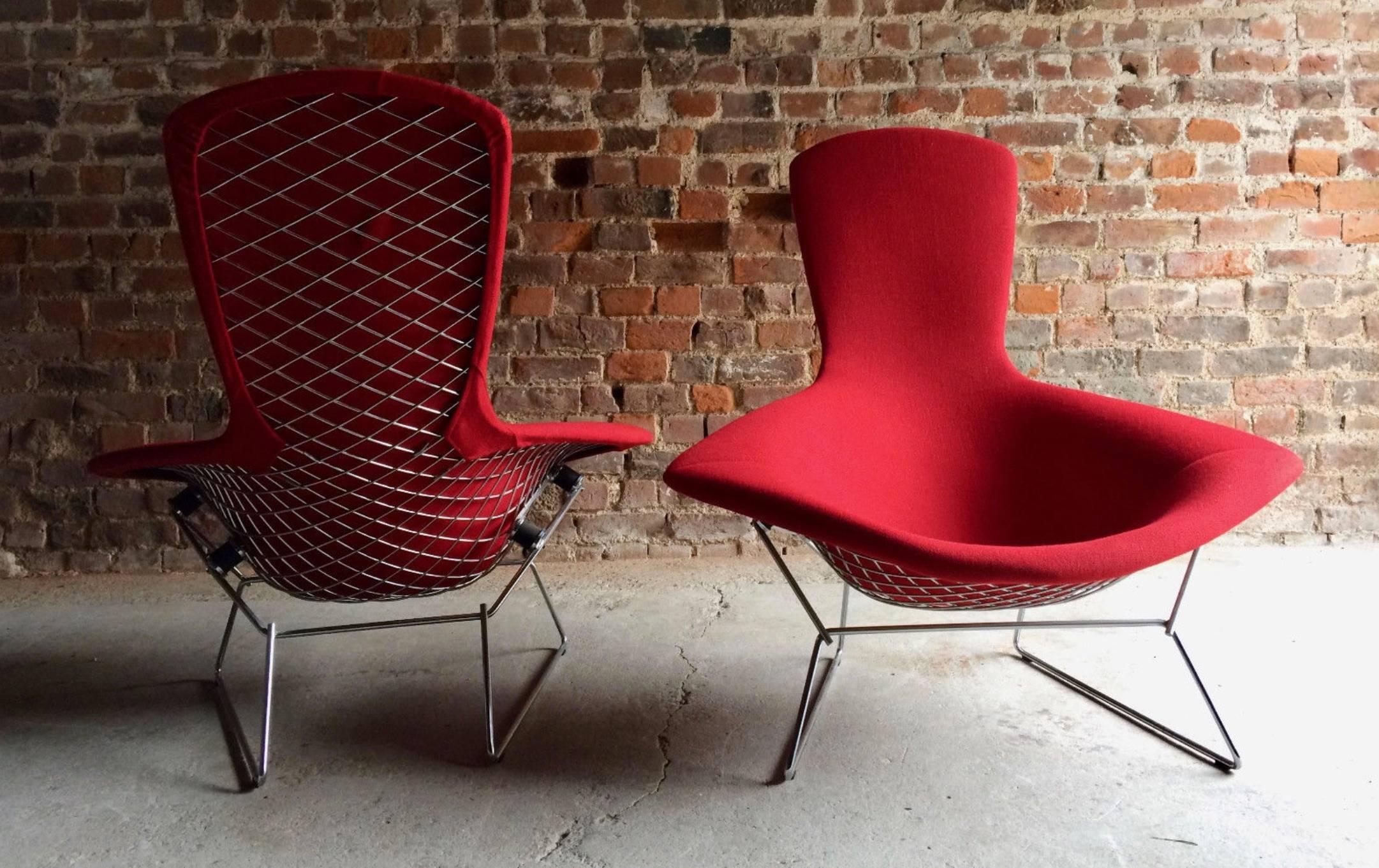 Harry Bertoia Bird Chairs in Red for Knoll International 3