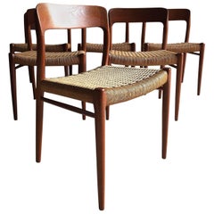 Niels Otto Moller Dining Chairs Set of Six Model 75 JL Møller Møbelfabrik Danish