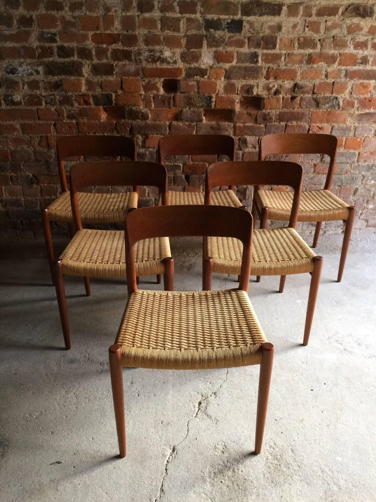 Niels Otto Moller Dining Chairs Set of Six Model 75 JL Møller Møbelfabrik Danish In Excellent Condition In Longdon, Tewkesbury