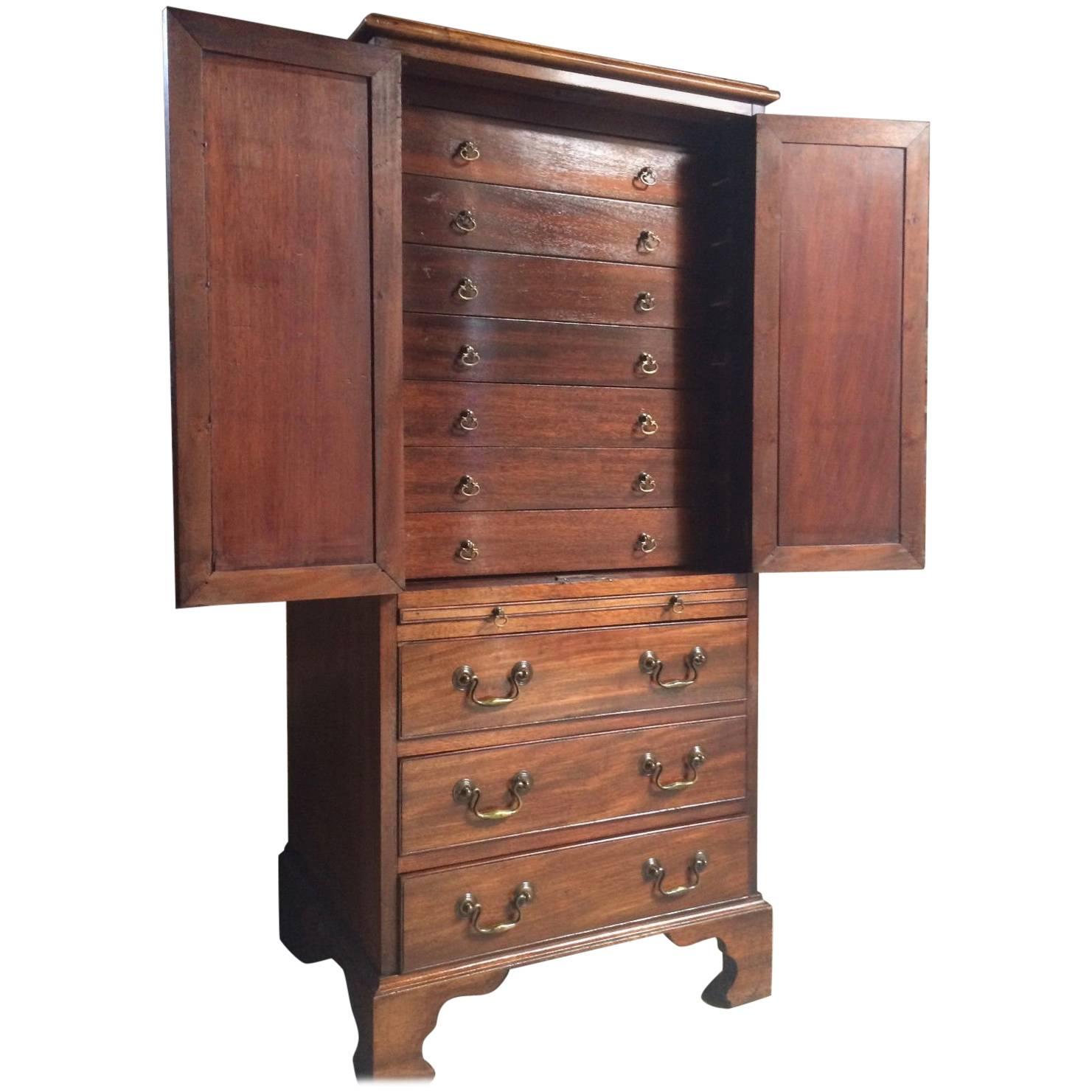 Antique Collectors Cabinet Chest Mahogany Victorian 19th Century, circa 1875 For Sale