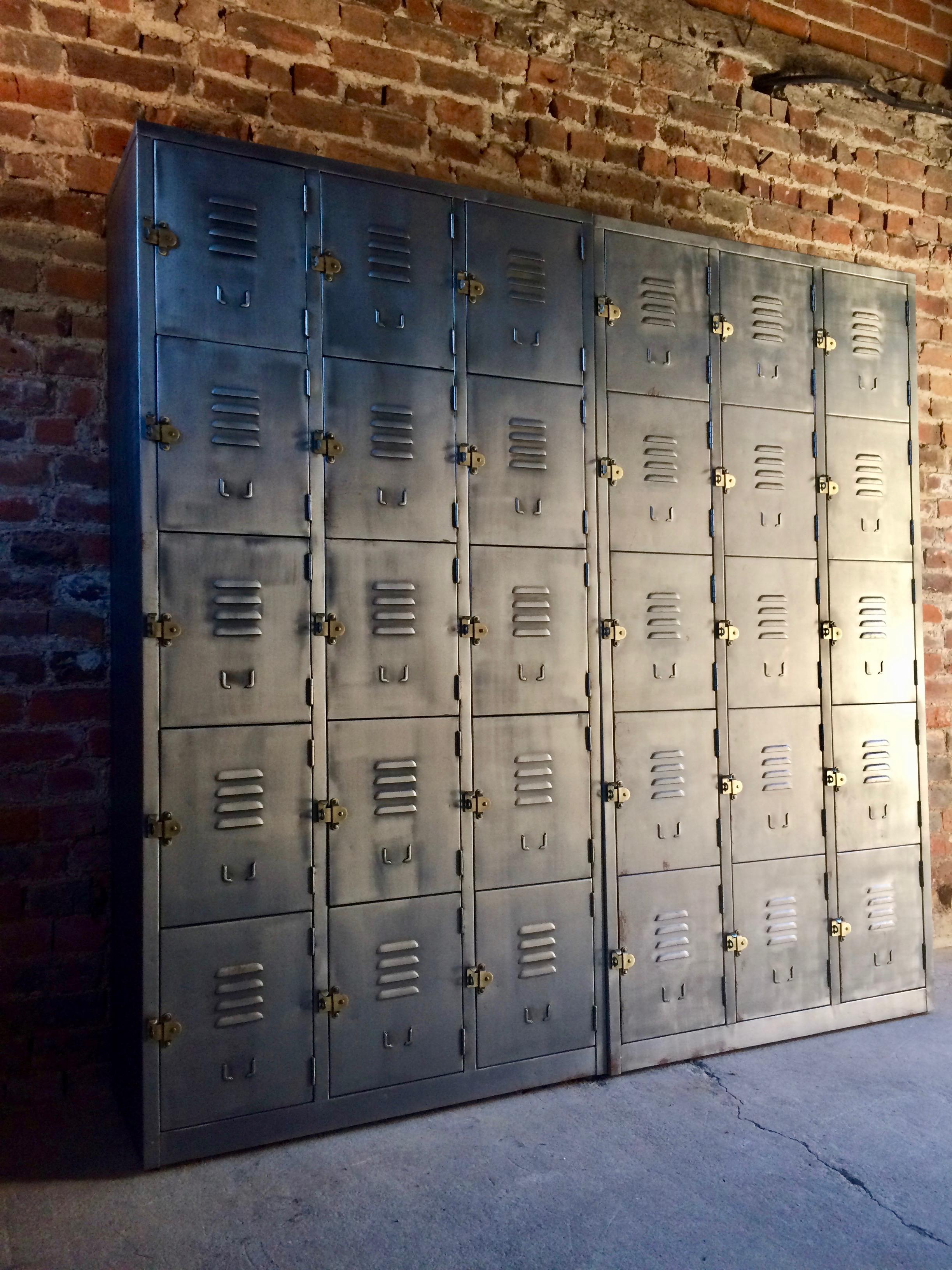 Contemporary Fabulous Industrial Metal Lockers Thirty Cabinets Loft Style Brushed Steel