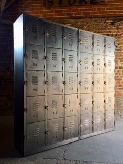 Used Stunning Industrial Metal Lockers Thirty Cabinets Loft Style Brushed Steel