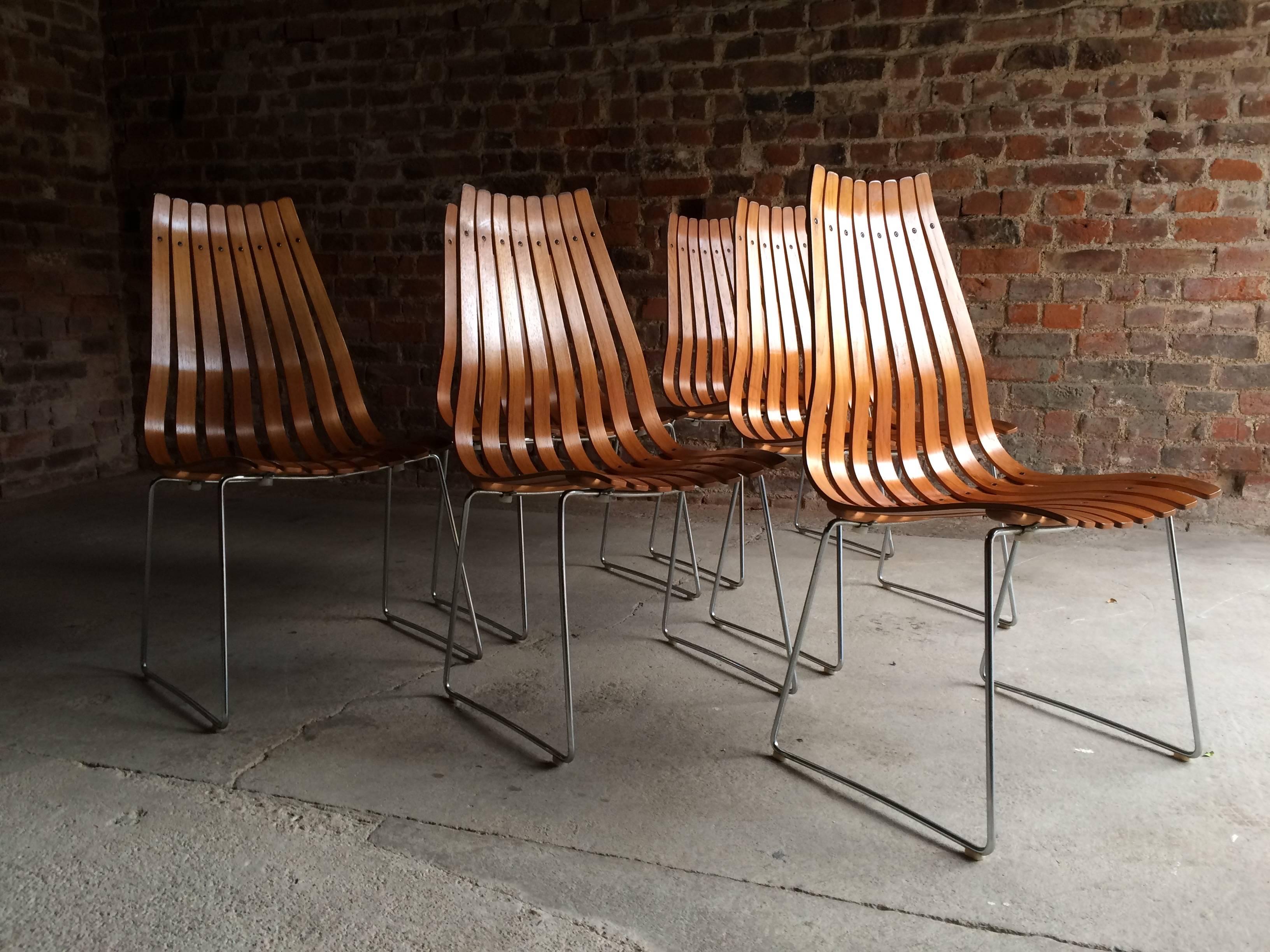 Norwegian Scandia Dining Chairs Set of Six by Hans Brattrud for Hove Mobler Teak, 1960s