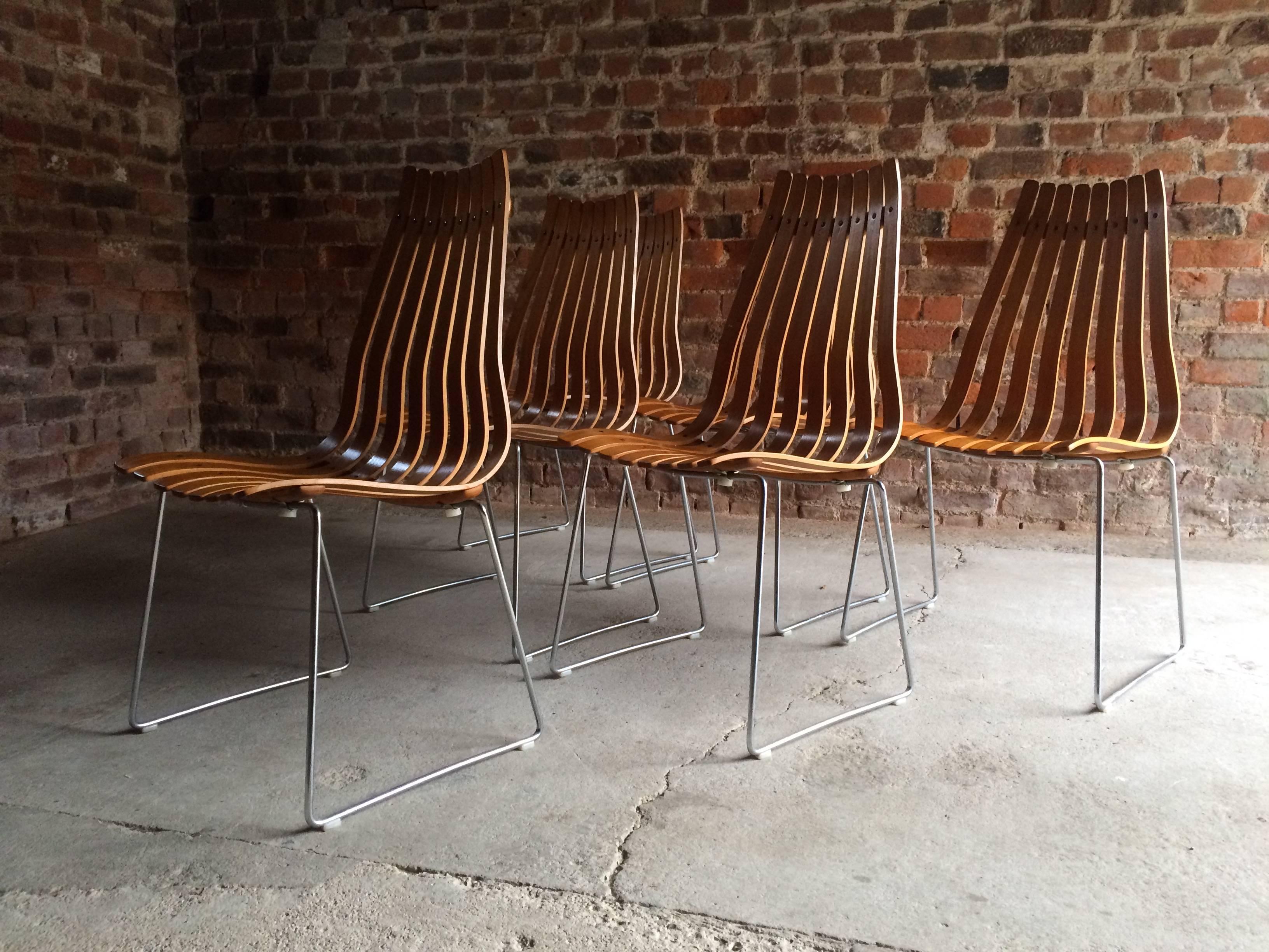 Scandia Dining Chairs Set of Six by Hans Brattrud for Hove Mobler Teak, 1960s 6