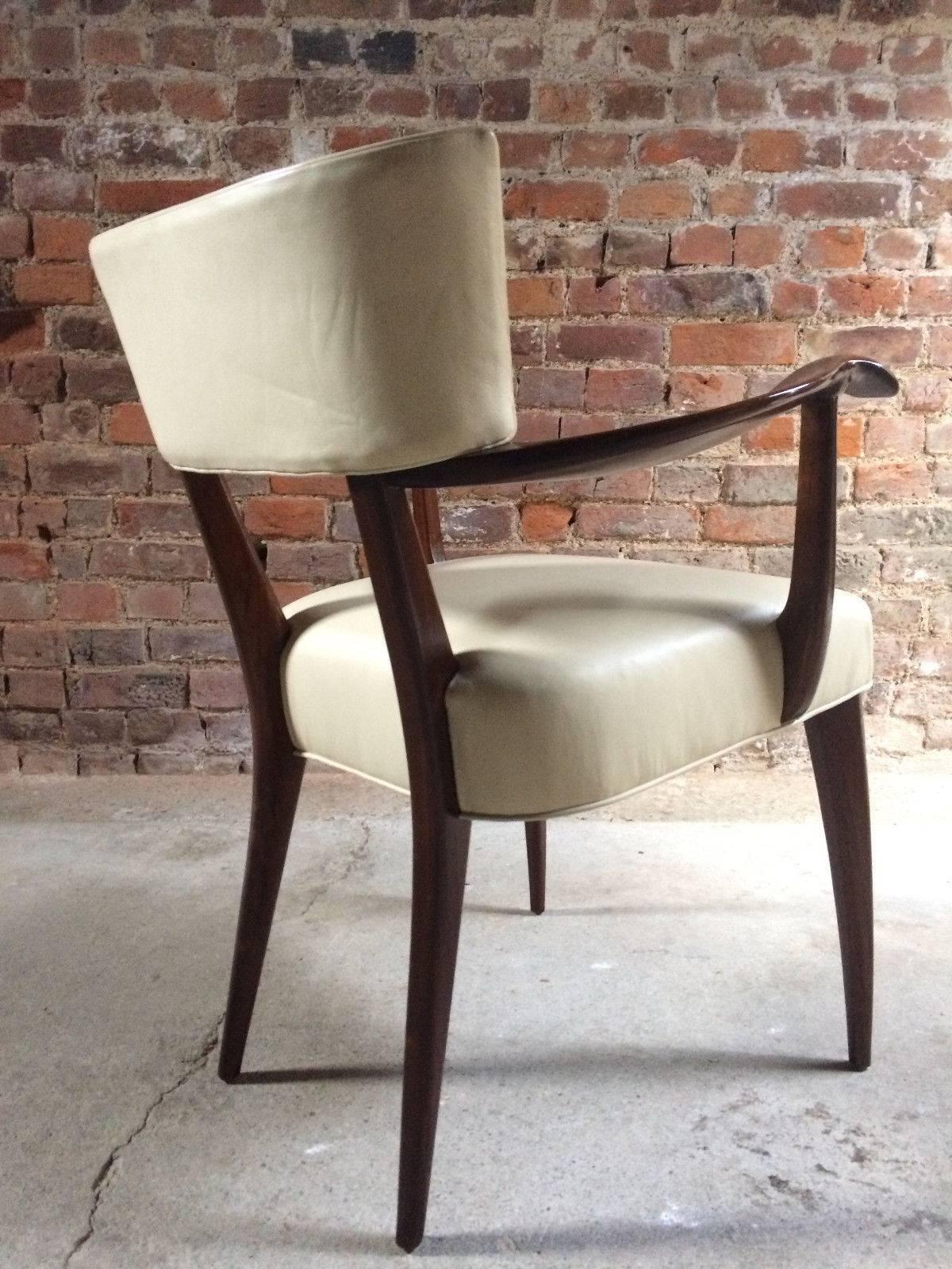 Attrib. Paolo Buffa Dining Chairs Mahogany and Leather, Midcentury, 1940s 5
