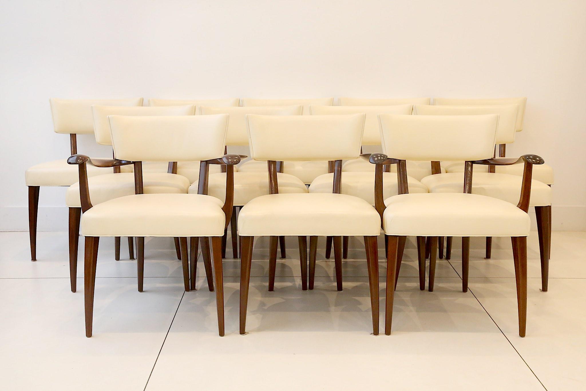 Attrib. Paolo Buffa Dining Chairs Mahogany and Leather, Midcentury, 1940s 7